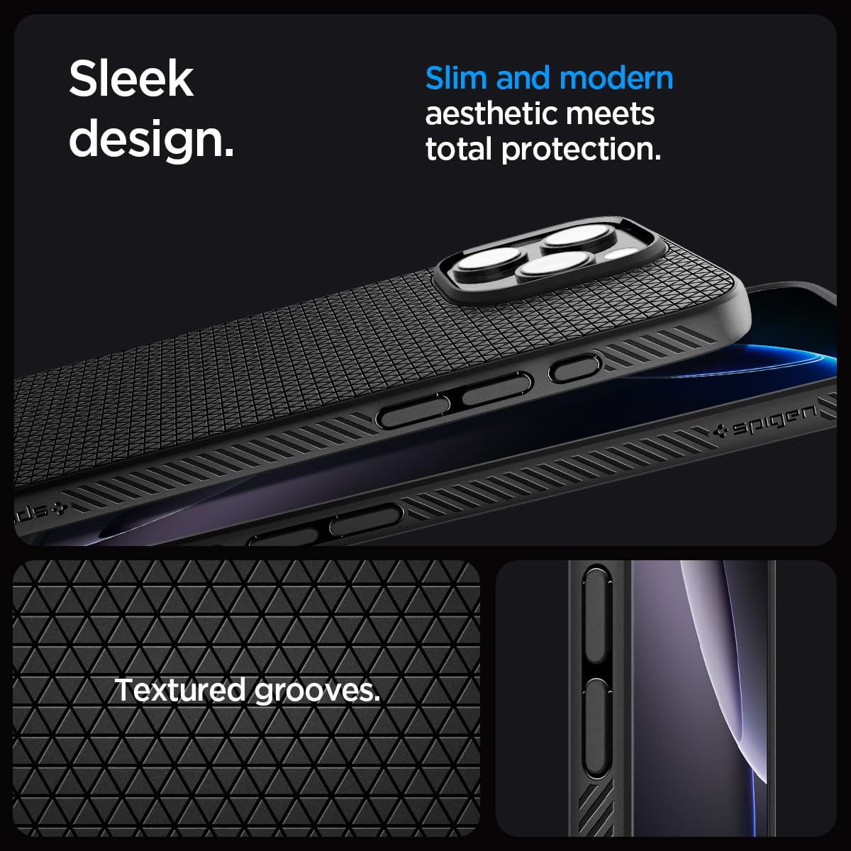 Spigen Liquid Air Designed For Iphone 16 Pro Max Case [Not Compatible With Magsafe], [Military Grade Protection]   Matte Black