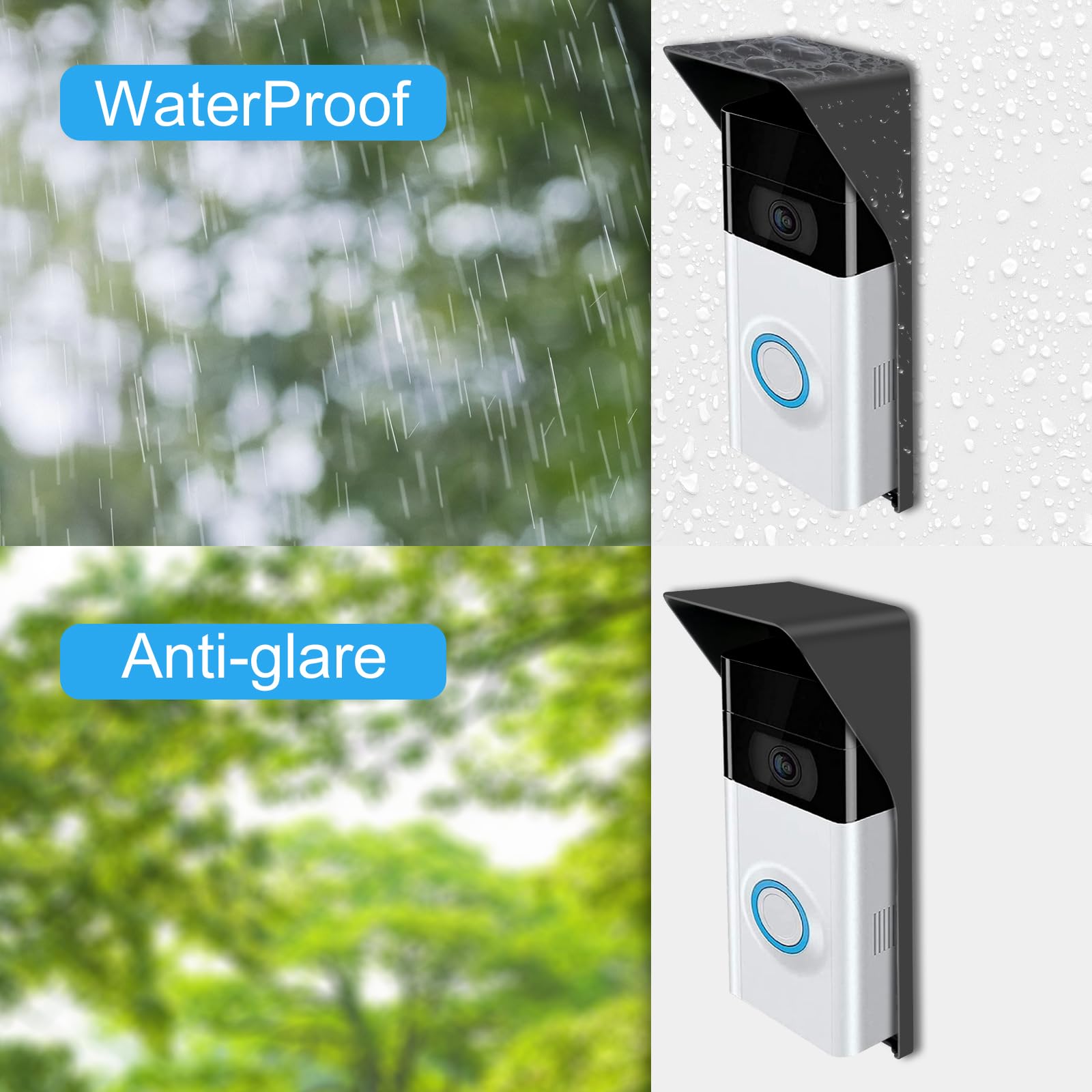 Ring Doorbell Rain Cover Bracket Kit Compatible With Video Doorbells 1/2/3/4, Replacement Video Doorbell Mounting Plate Bracket
