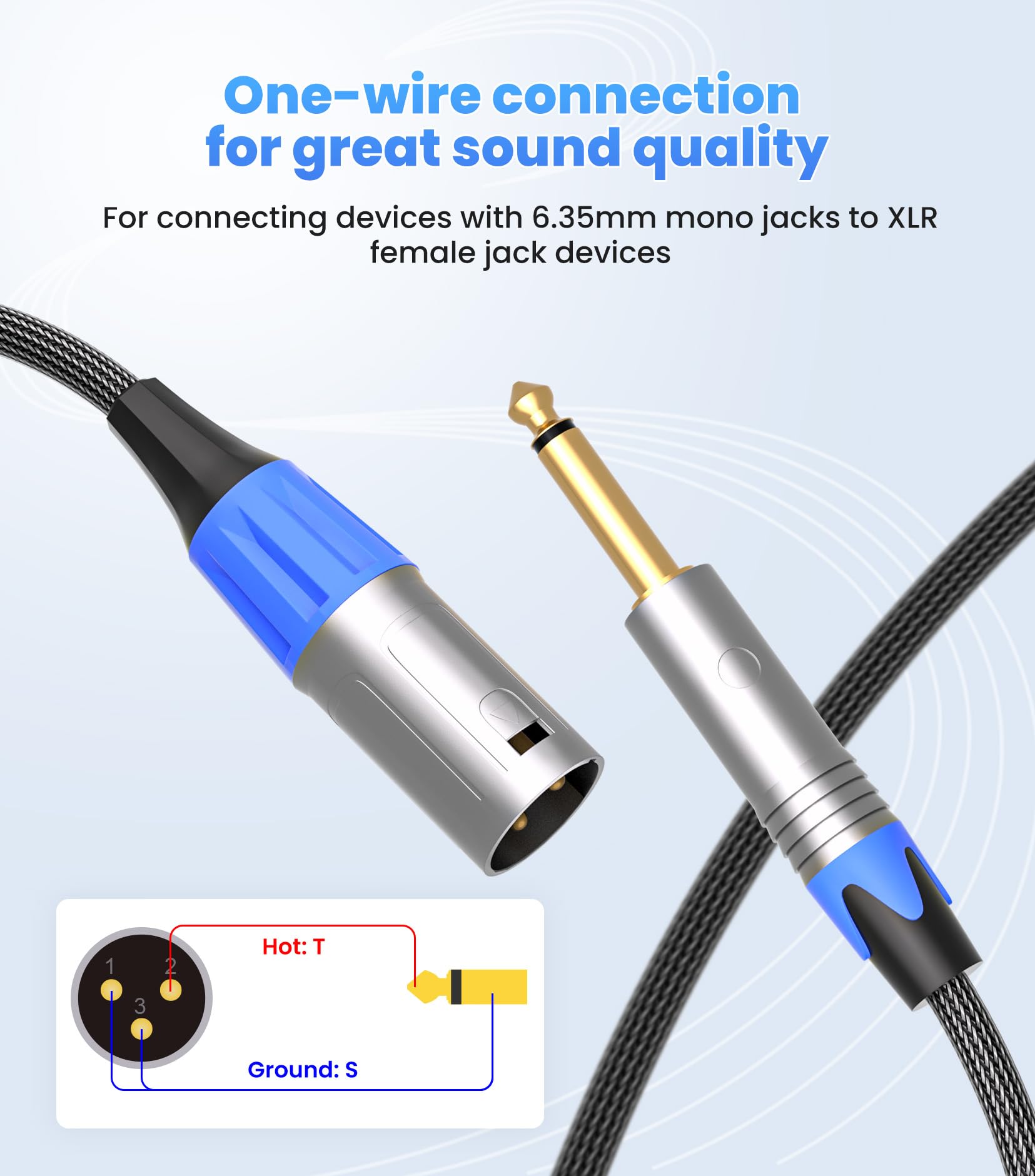 Tisino 1/4 To Xlr Male Mono Cable Unbalanced Quarter Inch To Xlr Male Microphone Cable For Connecting Instruments To Mixers, 6.6