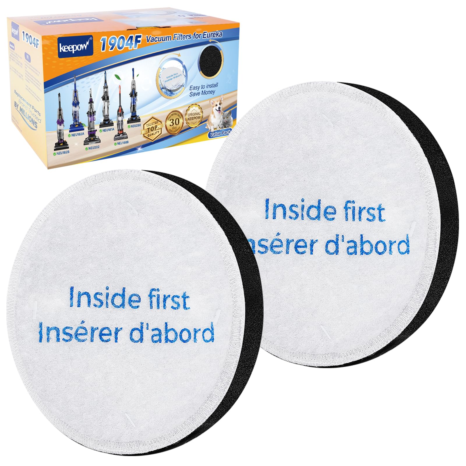 Keepow Vacuum Filter Replacement Compatible With Eureka Powerspeed Neu180 Neu180C Neu182A Neu182B Neu12Ct Neu186 Neu188 Neu188A