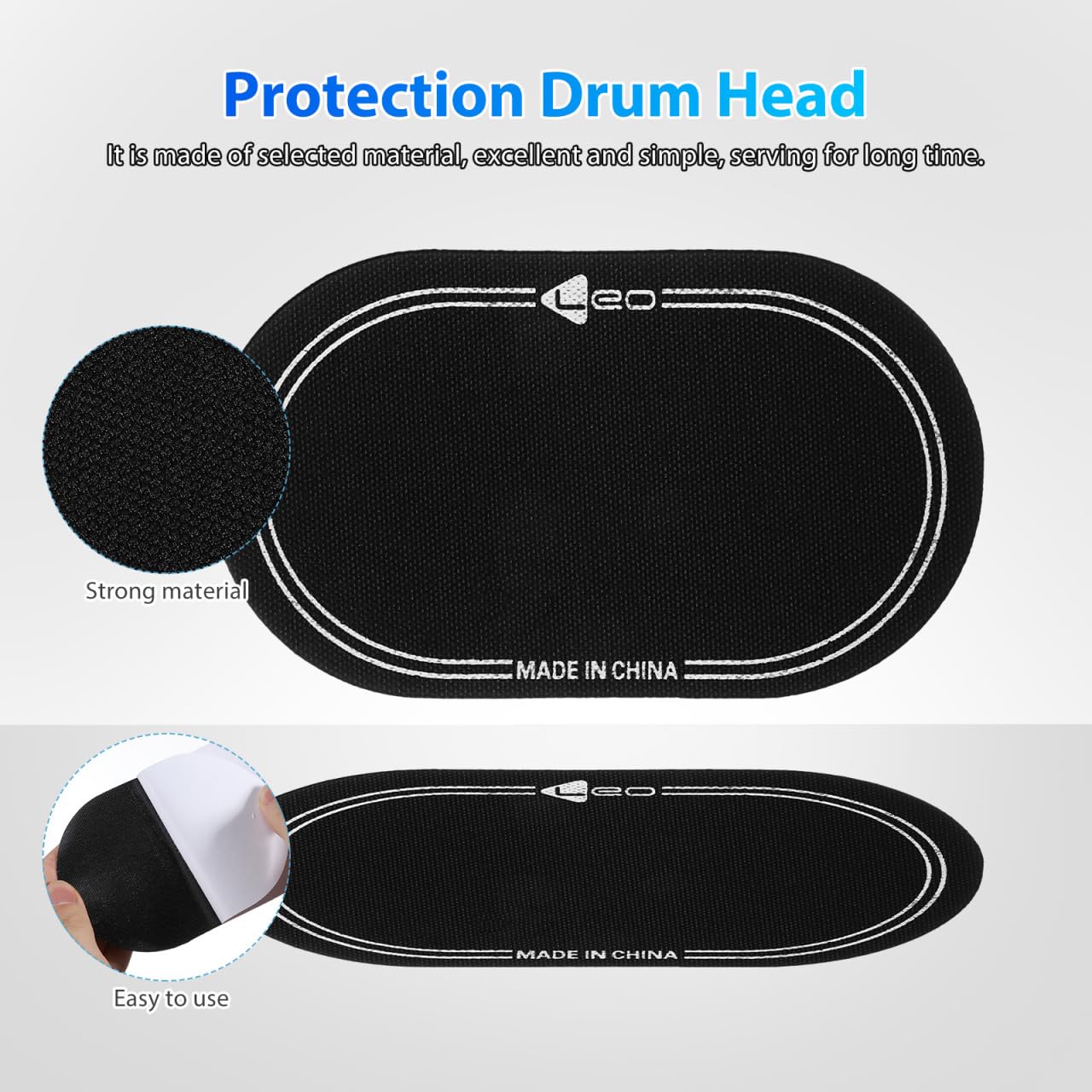 Supvox 2 Pcs Bass Drum Single Pedal Patch: 6.1 X 3.5 Inch Self Adhesive Drumhead Mute Pad   Percussion Instrument Accessories, B