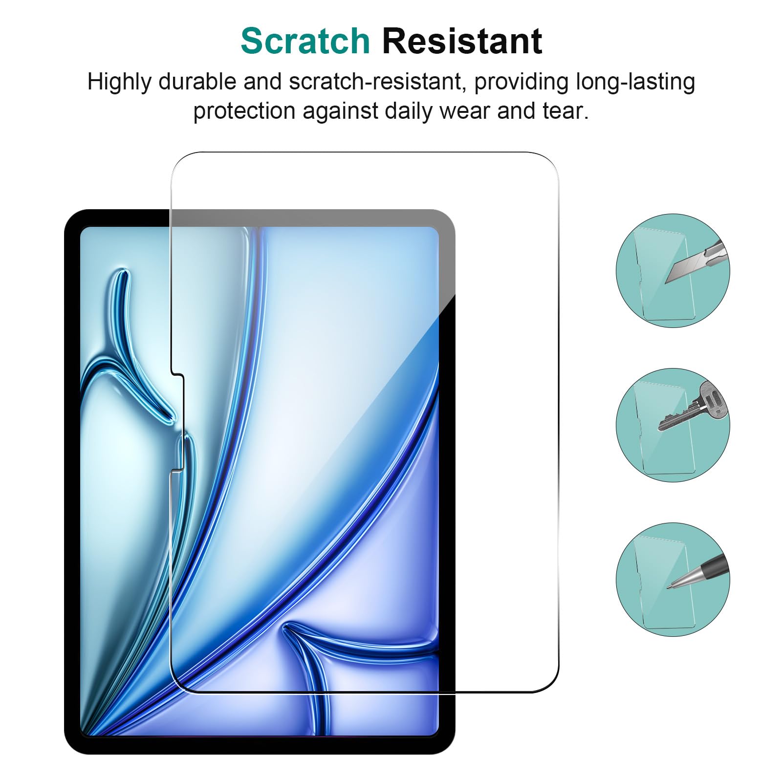 Avakot 2 Pack Screen Protector For Ipad Air 11 Inch 2024 Tempered Glass, Tempered Glass Film For Ipad Air 6Th Generation Model M
