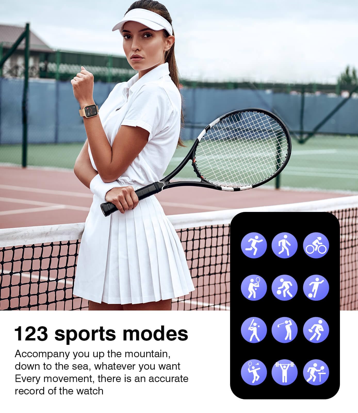 Smart Watches For Women (Answer/Make Calls), 1.9'' Hd Full Touch Screen, Fitness Tracker With Heart Rate Blood Oxygen Blood Pres