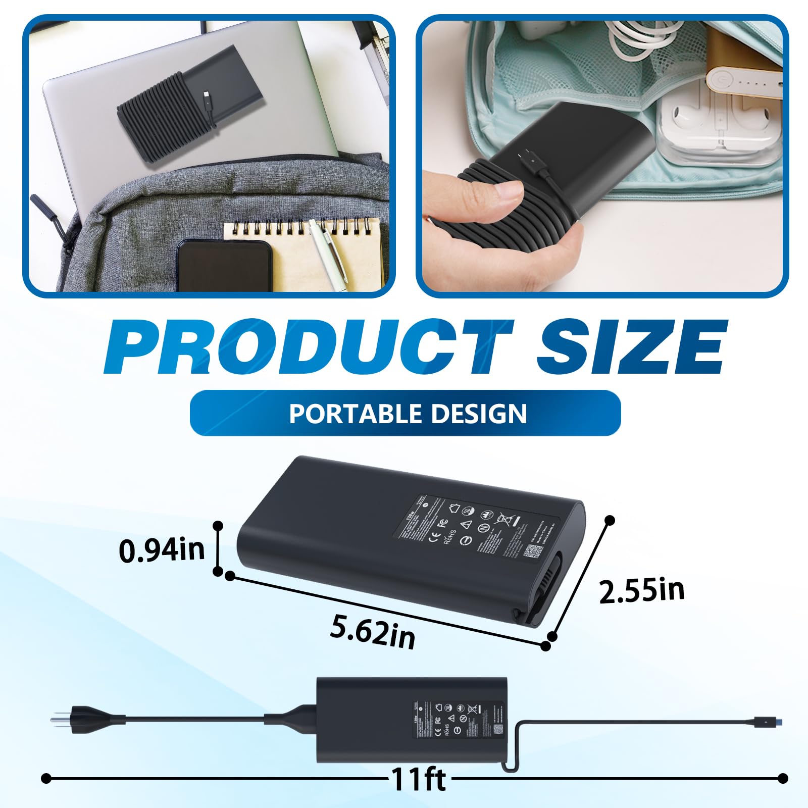 130W Usb C Charger For Dell Laptop: Replacement Dell Precision 5560 5550 5570 5520 5750 3581 3560 5530 2 In 1 Dell Xps 15 9575 2