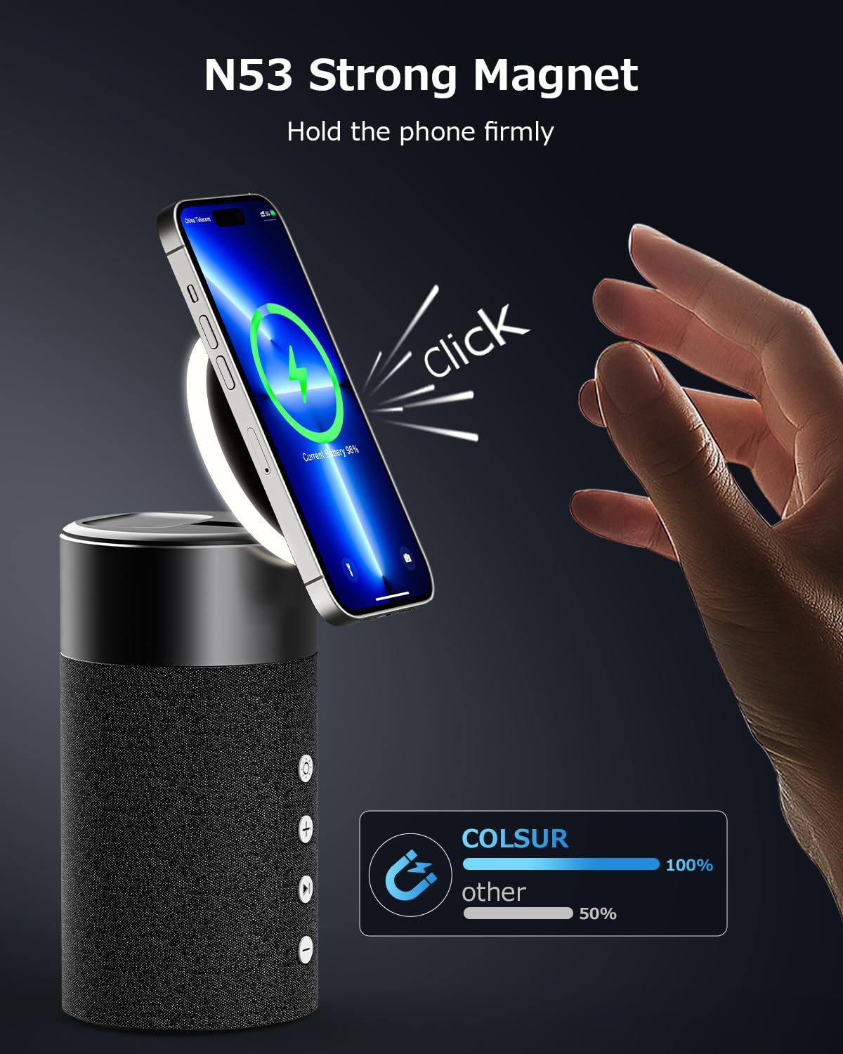 Colsur Bluetooth Speaker, Magnetic Wireless Charger, Bluetooth Speakers With Night Light, 2 In 1 Wireless Charging Station For Iphone 16/15/14/13/12 Series, Airpods Pro 4/3(Gift Ideal)