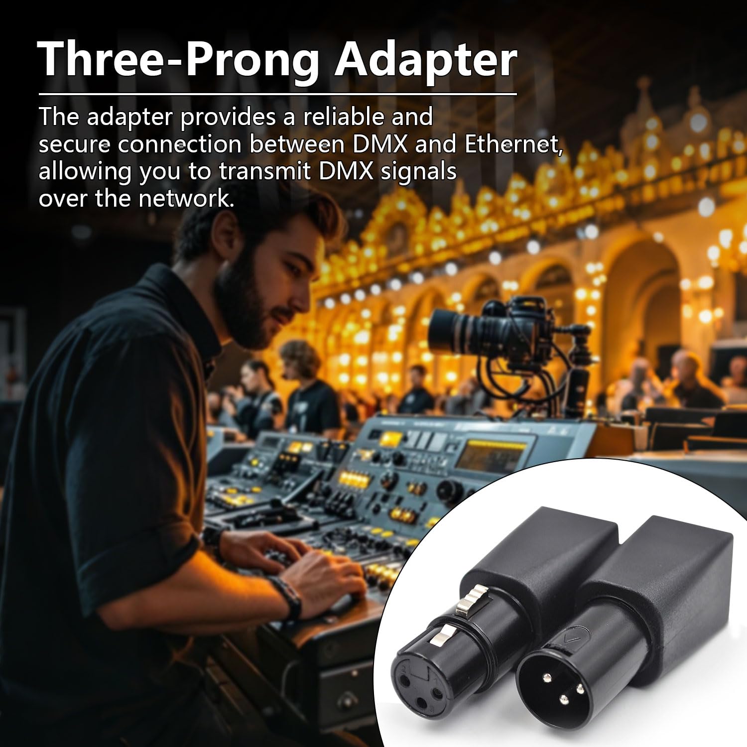 Zhupoub (4Pack) Male/Fmale 3 Pin Xlr Adapter Plug Dmx To Rj45 Connector To Ethernet, Black