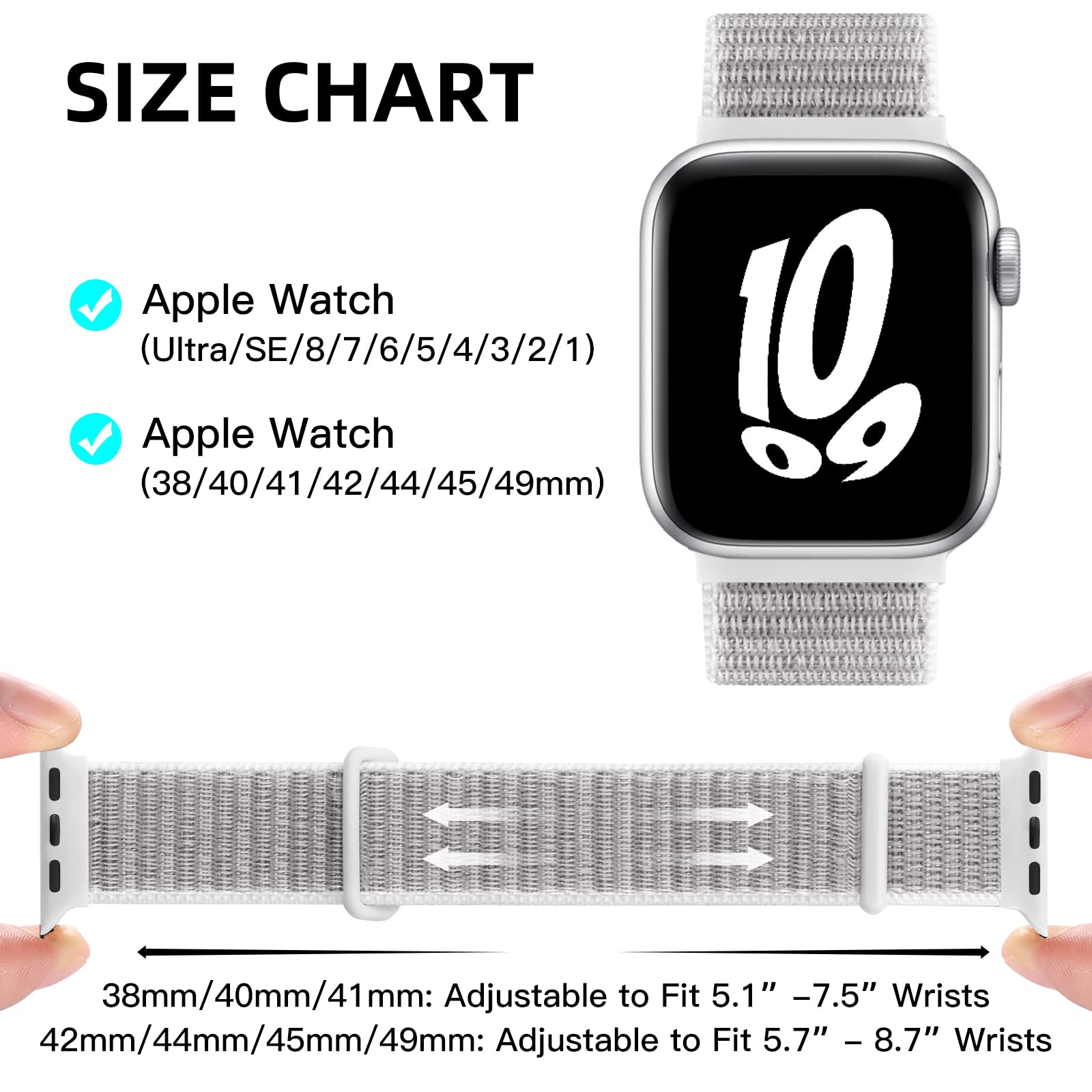 Wjk Compatible With Iwatch Bands Women Men, Stretchy Braided Nylon Straps Compatible With Apple Watch Series 7 Band 38Mm 40Mm 44