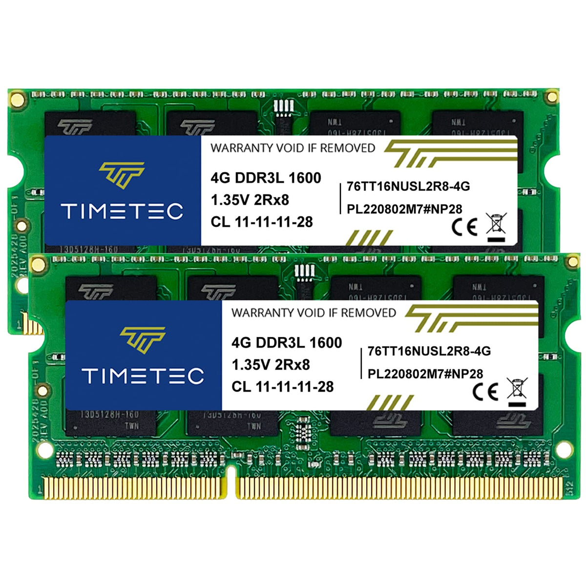 Timetec 8Gb Kit(2X4Gb) Ddr3L / Ddr3 1600Mhz Pc3L-12800 / Pc3-12800 Non-Ecc Unbuffered 1.35V / 1.5V Cl11 1Rx8 Single Rank 204 Pin Sodimm Laptop Notebook Pc Computer Memory Ram Module Upgrade