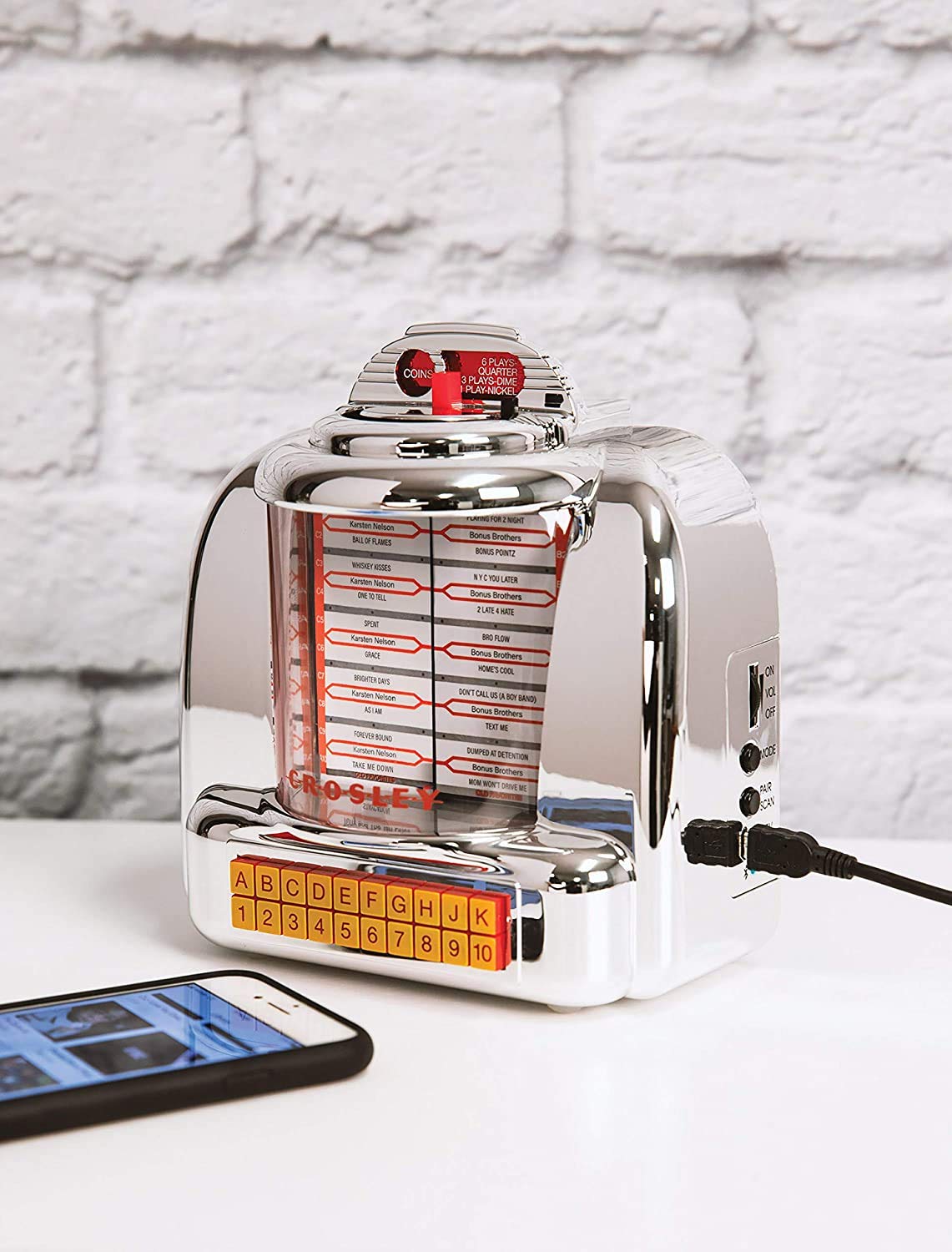 Crosley Cr1120A Si Diner Mini Jukebox Bluetooth Tabletop Fm Radio