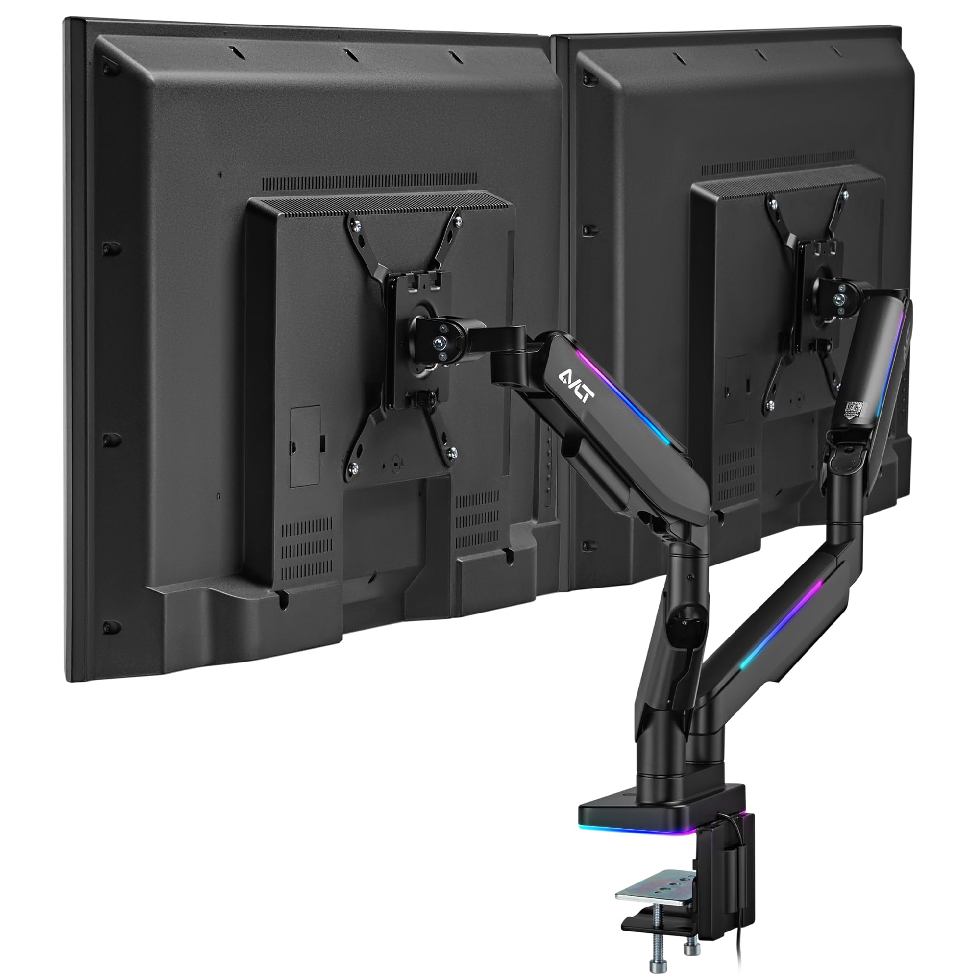 Avlt Rgb Lights Dual 17    43    Gaming Monitor Arm Desk Mount, Fits Two Flat/Curved/Ultrawide Screen Up To 44Lbs(20Kg), Height