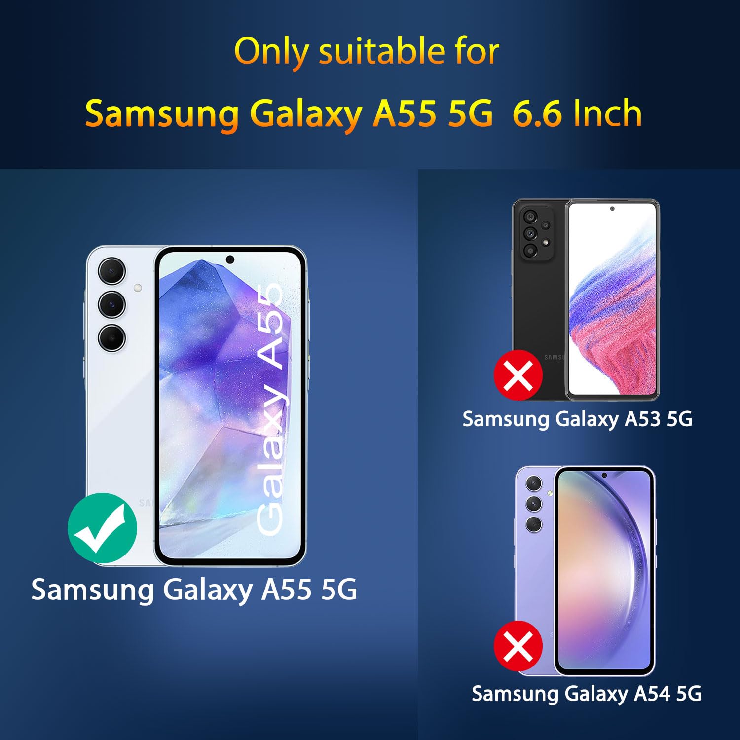 Qsmqam 3 Pack Screen Protector For Samsung Galaxy A55 + 3 Pack Camera Lens Protector, Ultra Hd Tempered Glass, 9H Hardness, Anti