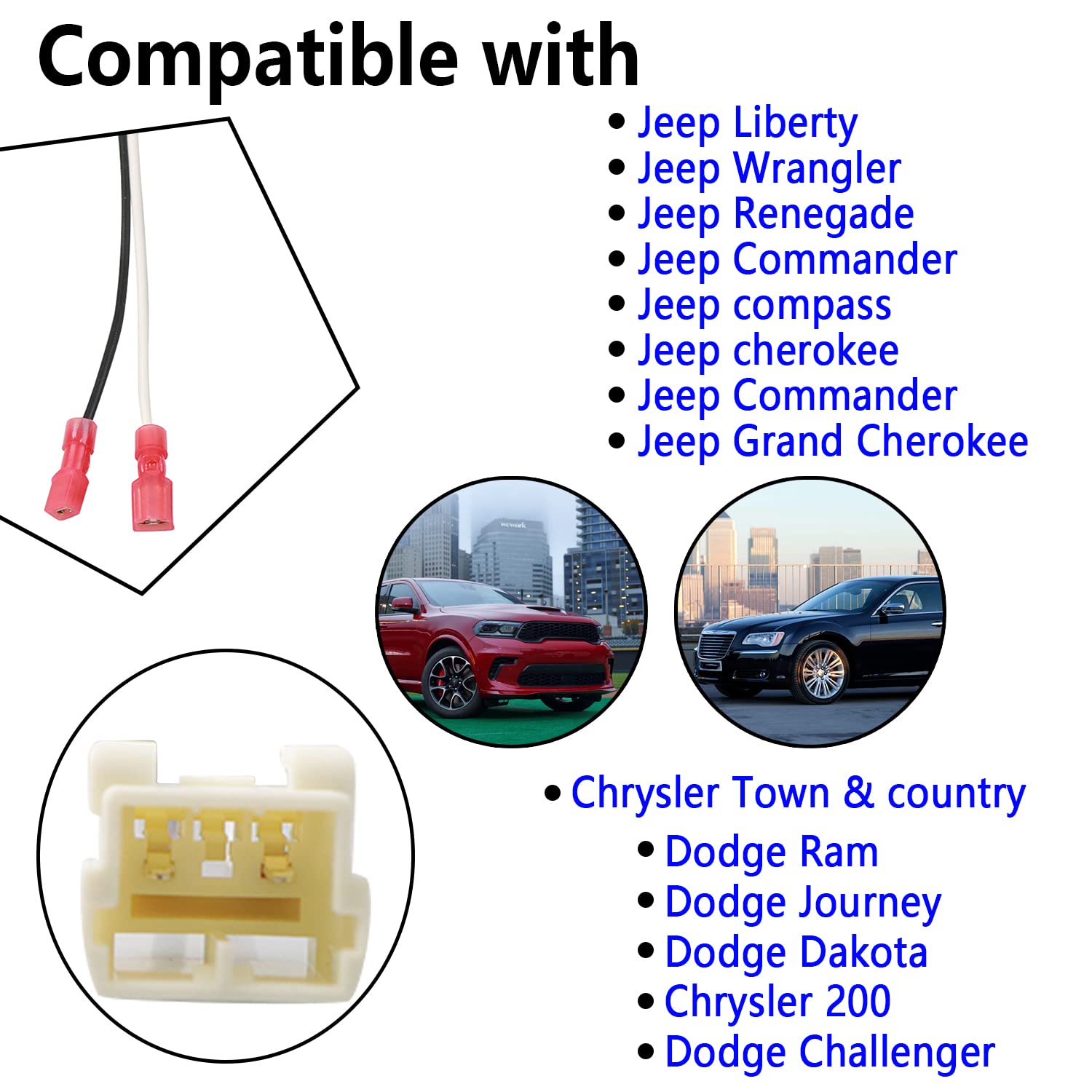 Car Speaker Adapter Wire Harness Front Rear Door 72 6514 Compatible For Dodge Chrysler Town & Country Dakota Ram Wrangler Speake