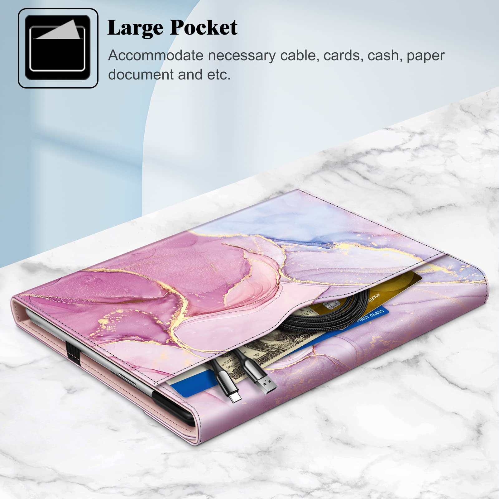 Fintie Case For 13 Inch Microsoft Surface Pro 9 / Pro 9 5G (2022)   Multiple Angle Viewing Portfolio Business Cover With Pocket