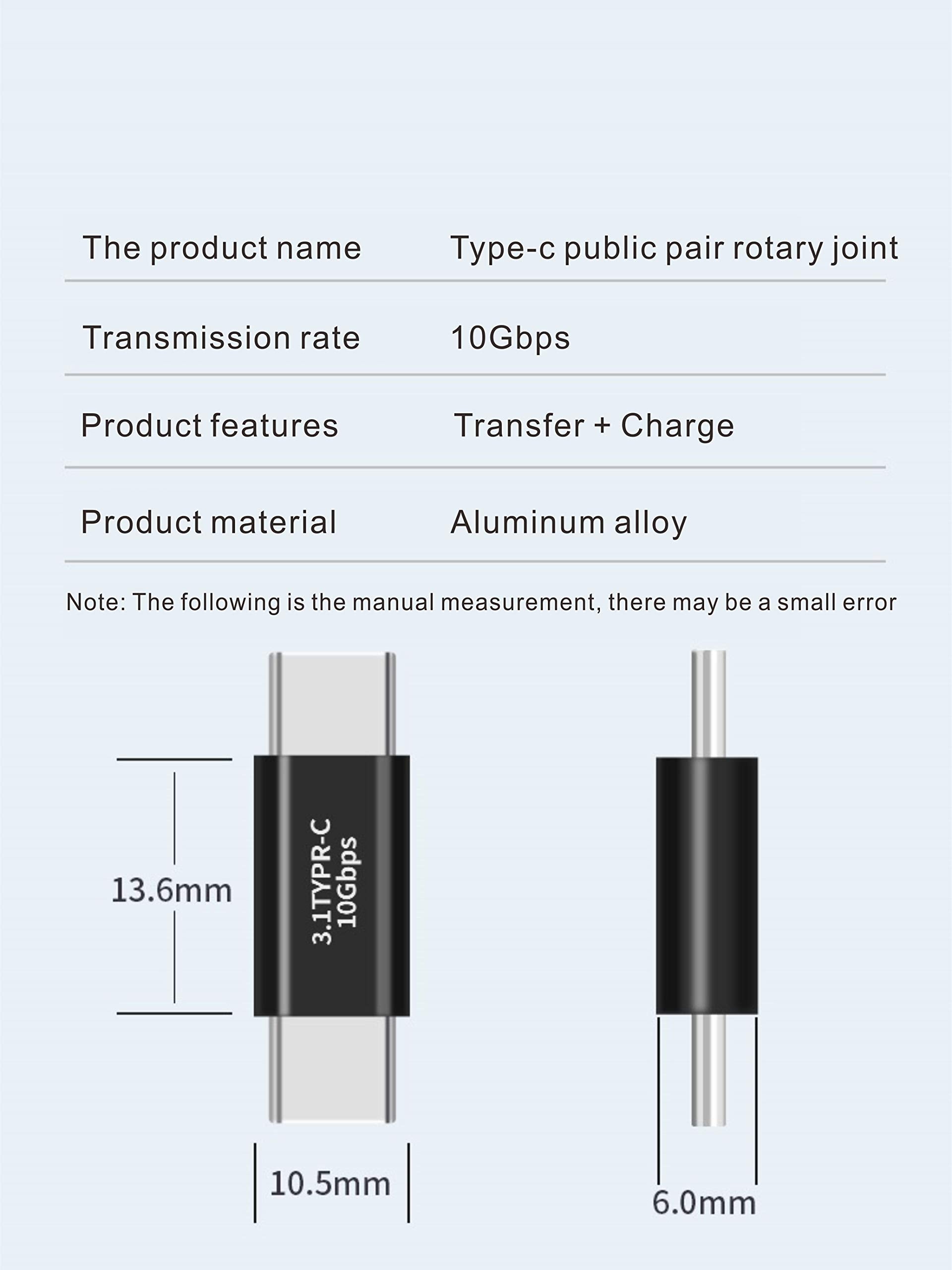 Bols Usb C Male To Male Adapter(2 Pcs),Usb C Full Featured, Support 10Gbbps Rate, Audio And Video, Fast Charging Adapter