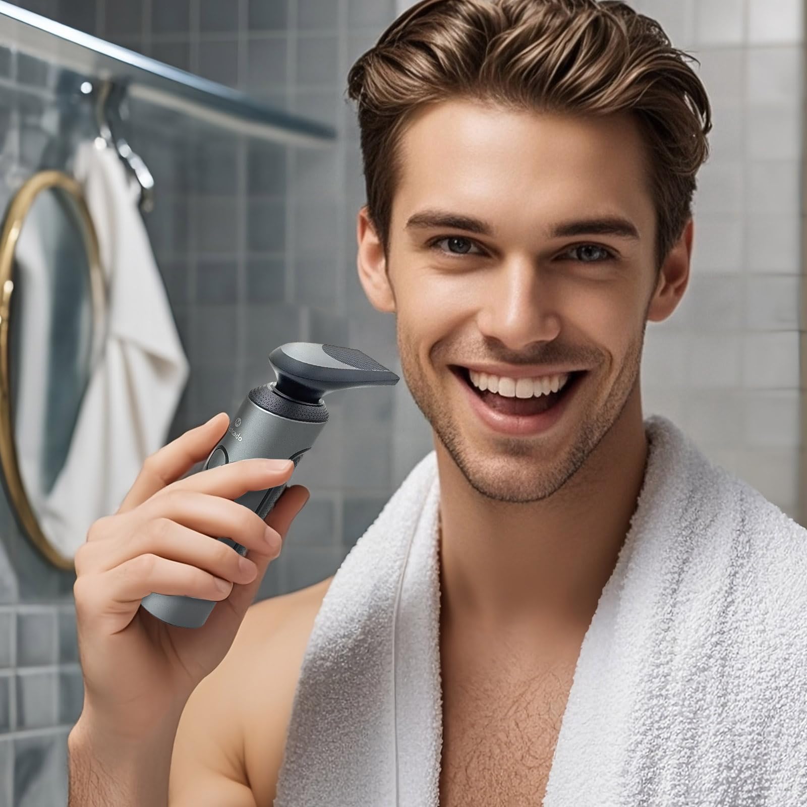 Electric Razor For Men, 4 In 1 Face Rechargeable Shaver Kit, Cordless Waterproof Rotary Razors With Travel Beard Trimmer, Nose T