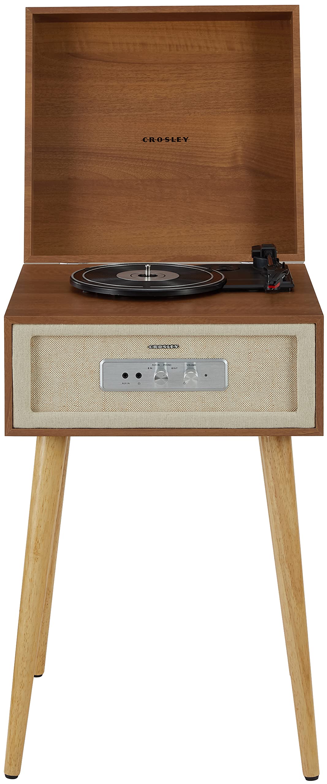 Crosley CR6235A-NA Rohe 3-Speed Bluetooth in/Out Vinyl Record Player Turntable with Built-in Speakers and Detachable Legs, Natur