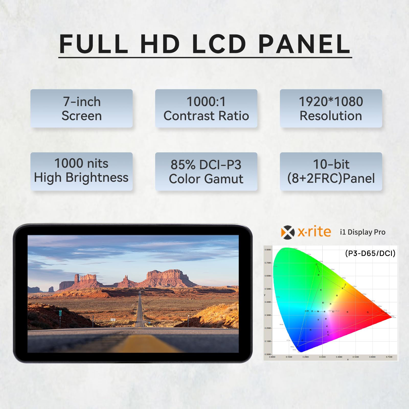 Portkeys LH7H 7" 1000nit Touch Screen Camera Field Monitor with Freeze Frame 3D LUT 4K HDMI for DSLR Dark Grey