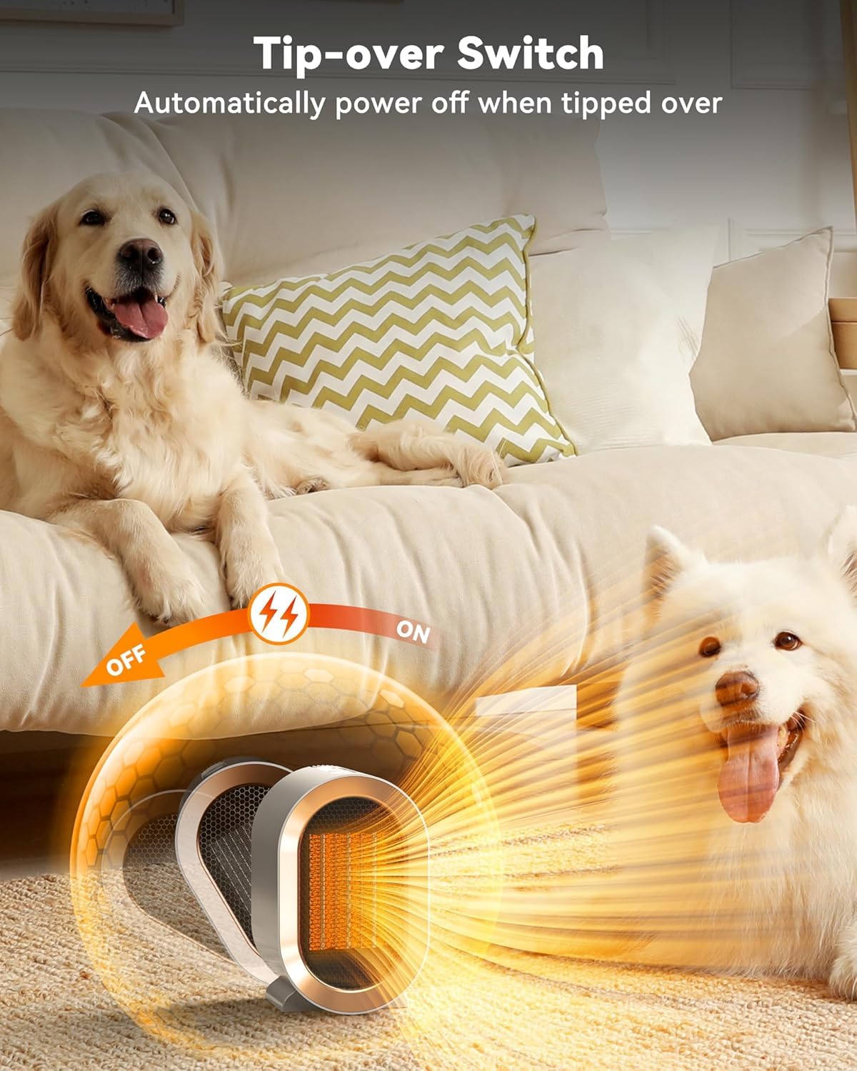 Qqt Electric Space Heater,Portable Energy Efficient Space Heaters For Indoor Use,Two Speed Portable Heater Fan For Office With A