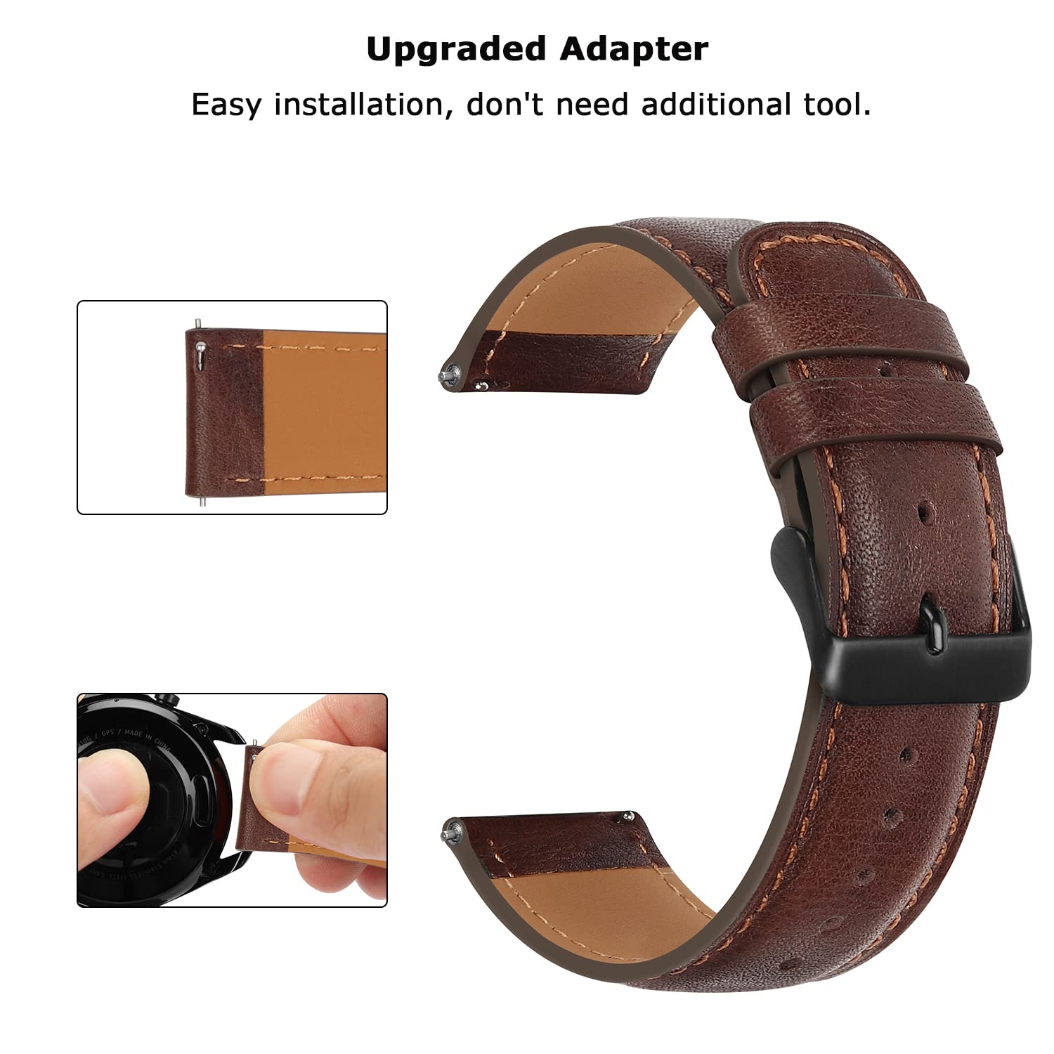 Tasikar Leather Bands Compatible With Samsung Galaxy Watch 47Mm 7/6/5/4 Band/Watch 6 Classic 43Mm 47Mm/Watch 5 Pro Band, Genuine