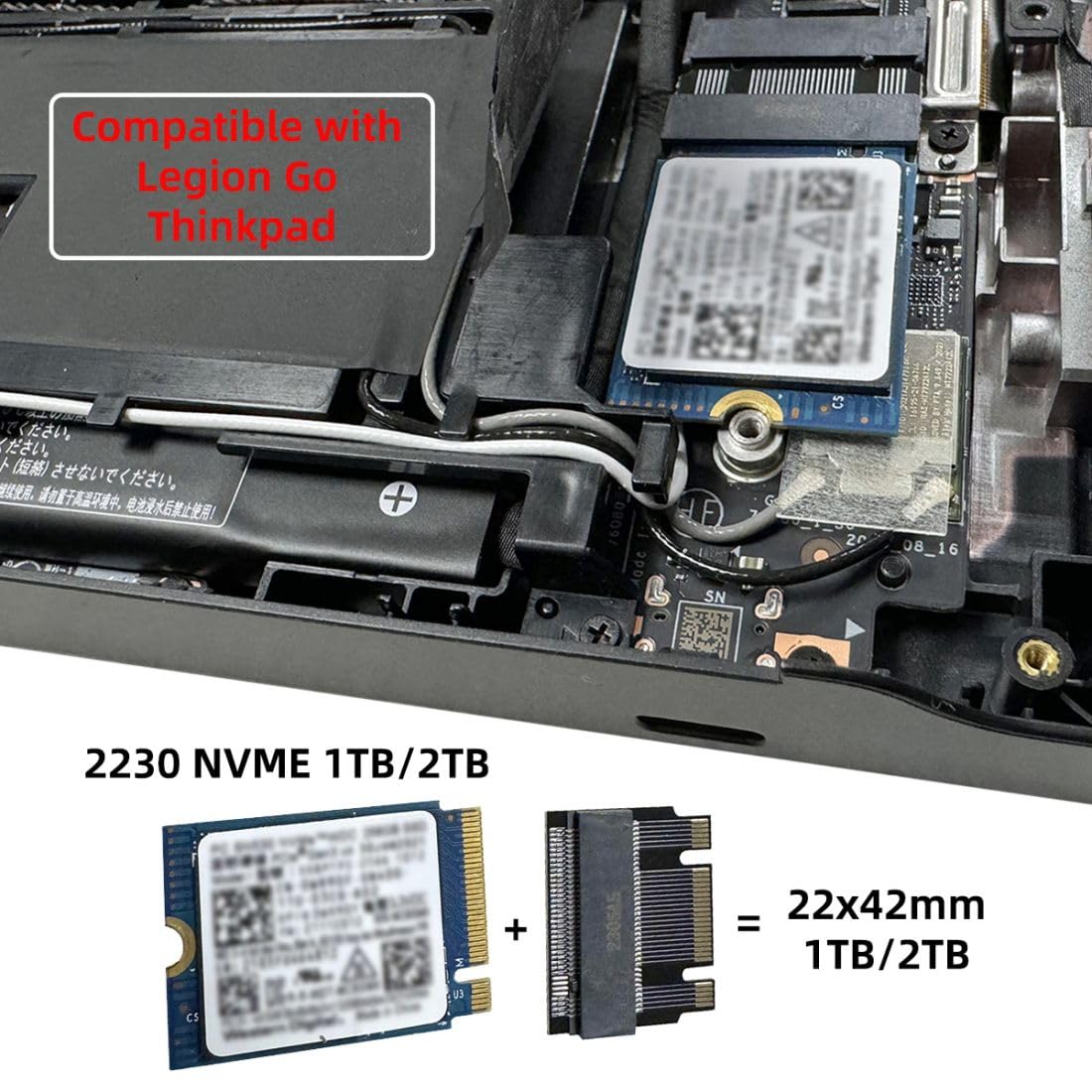 chenyang M.2 2230 to 2242 Extension Adapter NGFF B+M Key NVME M-Key Copper Black