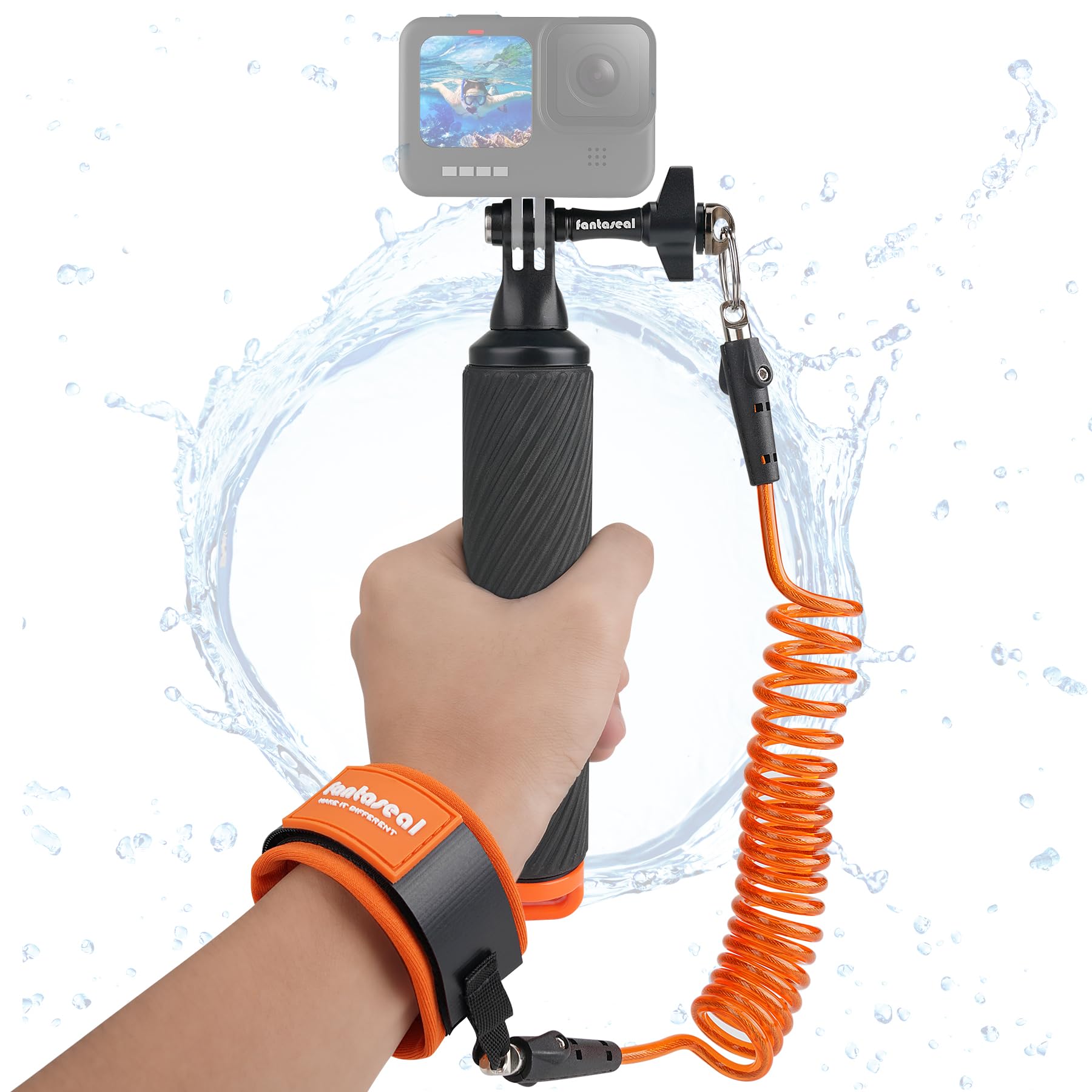 Action Camera Non Slip Handler Floating Hand Grip Holder Mount + Steel Cored Safety Wrist Strap For Gopro Sony Insta360 Olympus