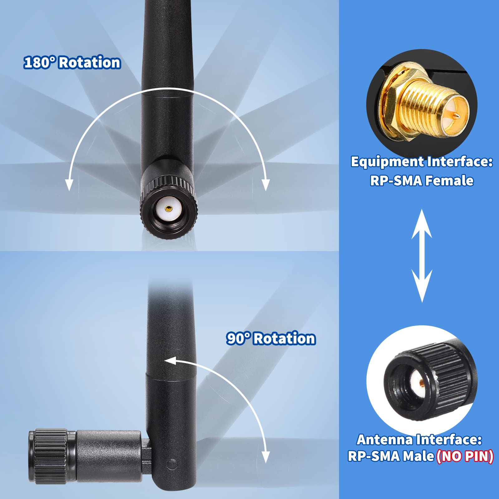 Bingfu Dual Band Wifi 2.4Ghz 5Ghz 5.8Ghz 3Dbi Mimo Rp Sma Male Antenna (4 Pack) For Wifi Router Wireless Network Card Usb Adapte