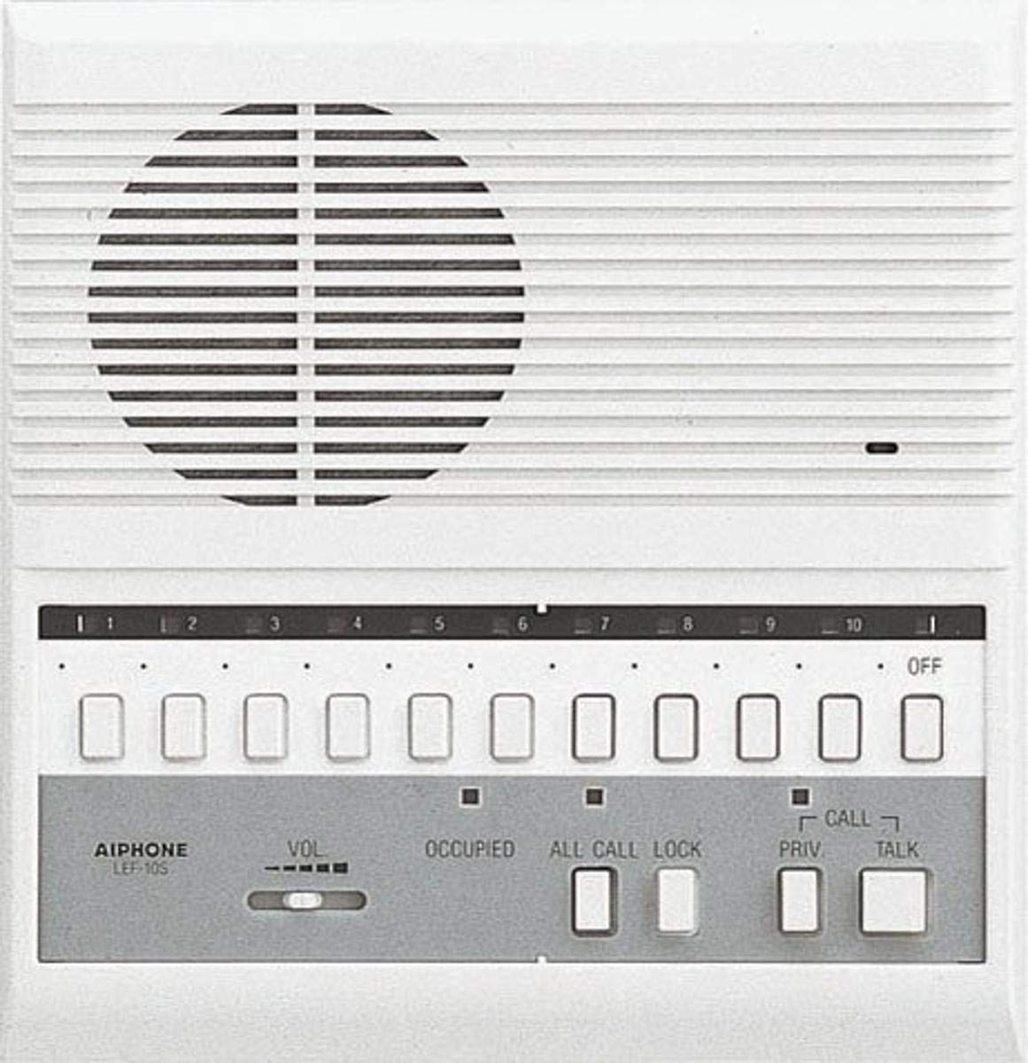 Aiphone LEF-10S Open Voice Selective Call Master Intercom with All-Call; Surface Mount; Accepts Up to 10 Connecting Door, Sub-Ma