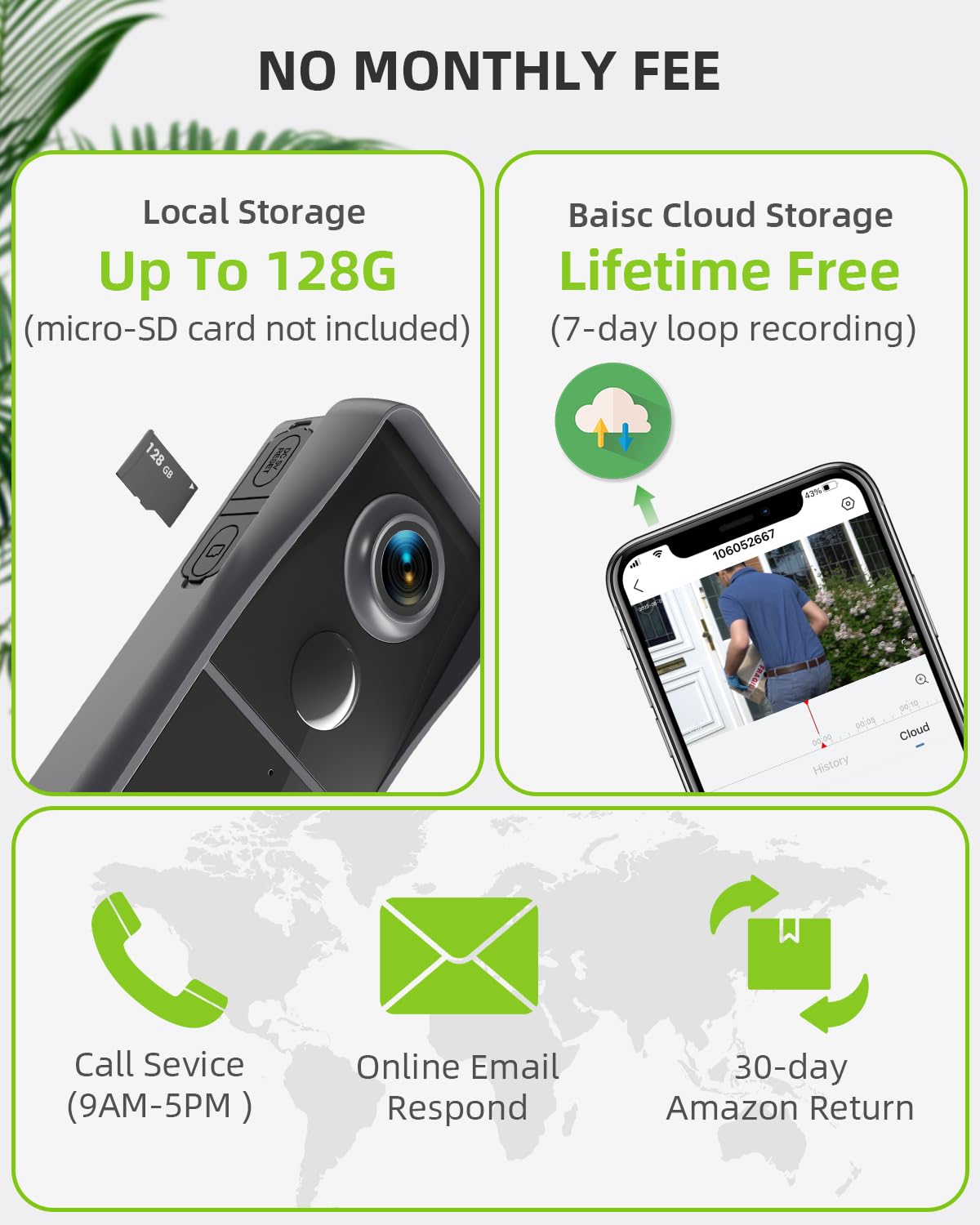 Mubview Doorbell Camera Wireless With Chime, Video Doorbell   No Subscription, Voice Changer, Motion Zones, 1080Hd, Pir Human De