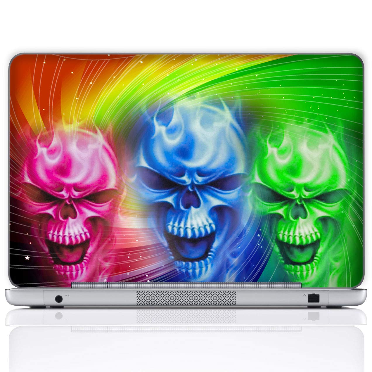 Meffort Inc 17 17.3 Inch Laptop Notebook Skin Sticker Cover Art Decal (Included 2 Wrist pad) - Colorful Skull Design