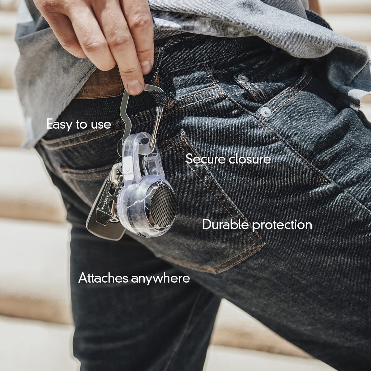 Fashionit Small Clip-On Holder Carabiner Designed To Fit A U Mini Speaker, Portable, Travel-Friendly, Black, Water Resistant, Du