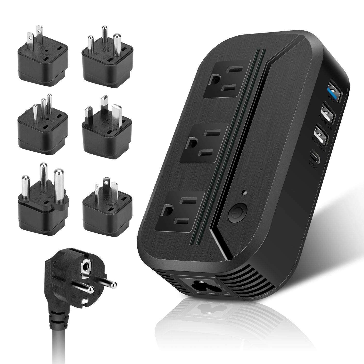 Voltage Converter 2300W Power Step Down 220V To 110V Universal Travel Adapter Power Converter Power Transformer W/ 3 Ac Outlets