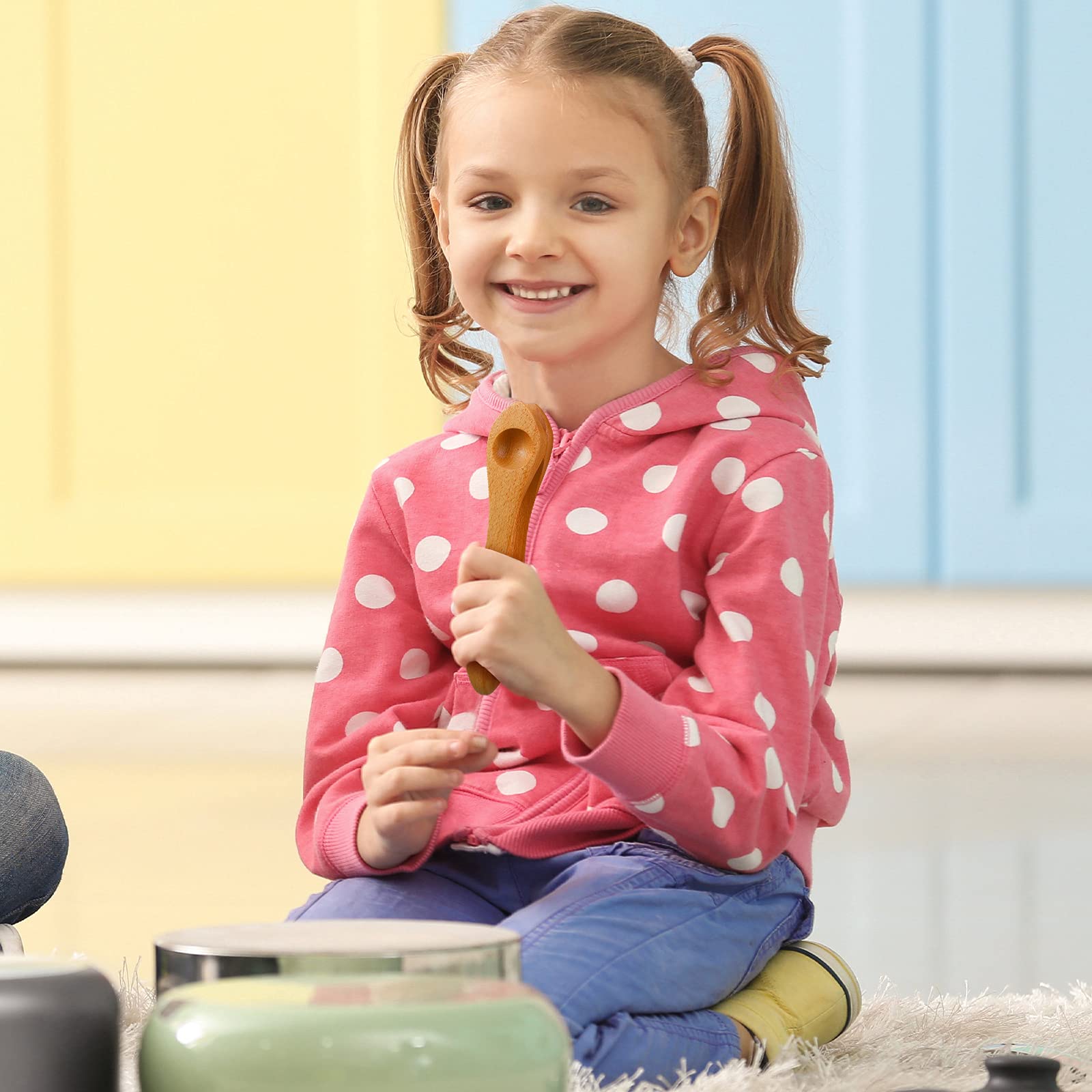 2 Pieces Wooden Musical Spoons Folk Percussion Instrument Natural Wood Musical Spoons Traditional Percussion Spoons Musical Folk