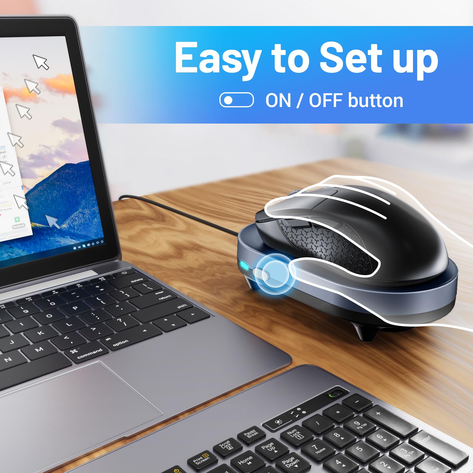 Honkid Undetectable Mouse Mover Jiggler With On/Off Switch Light Blue