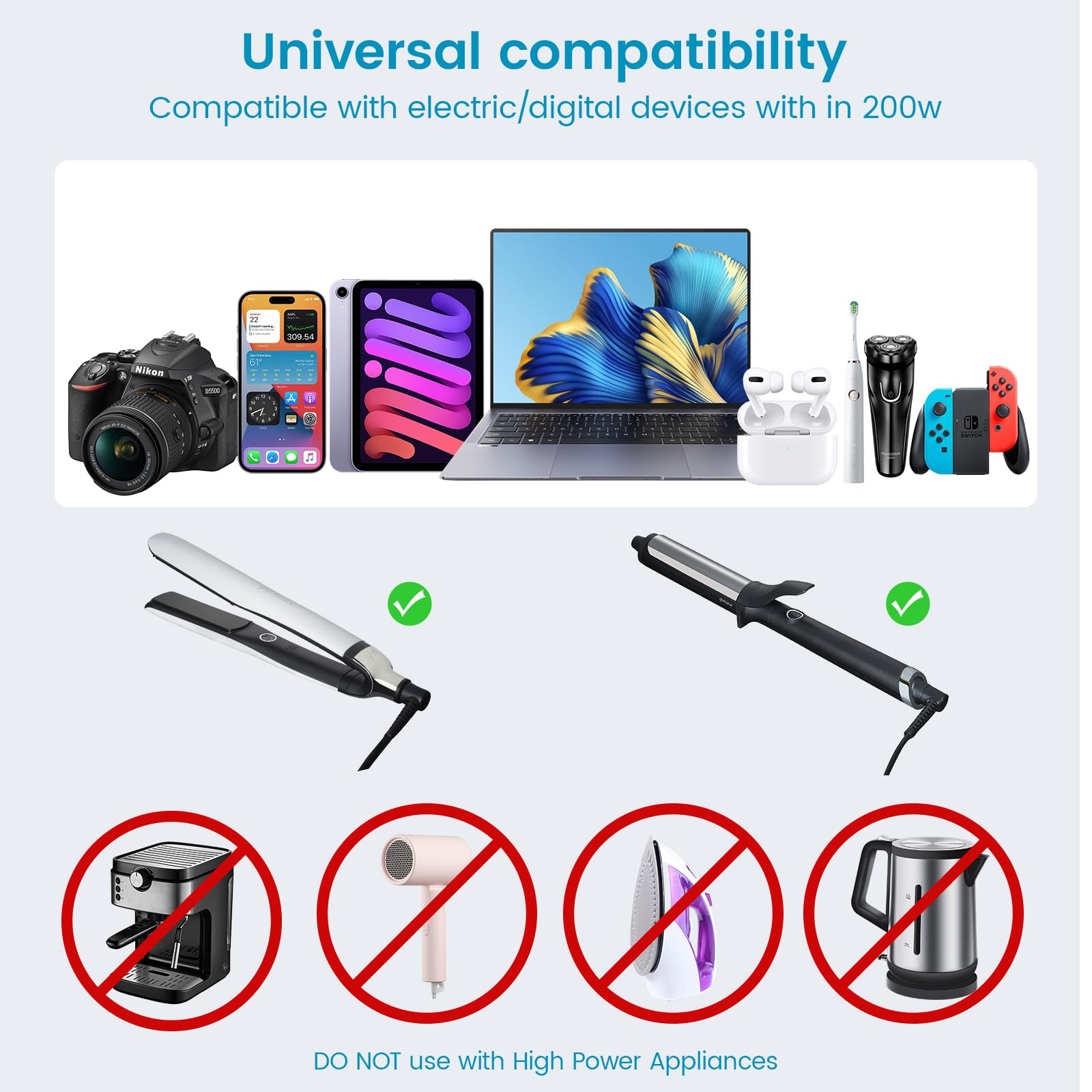 BESTEK Voltage Converter 220V to 110V, Universal Travel Adapter with 3-Port USB (2 PD35W), Pearl White, Model MRJ201SU