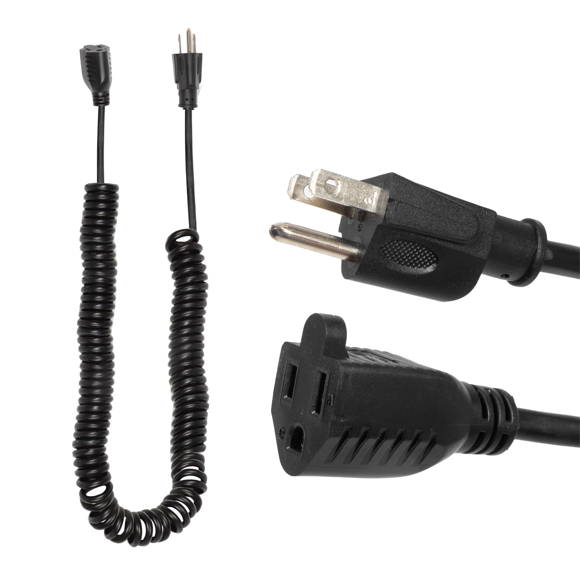 Iron Forge Cable Sjeow Black Outdoor Coiled Extension Cord 25 Ft, 16/3 Oil Resistant & Flame Retardant 3 Prong Coiled Electrical