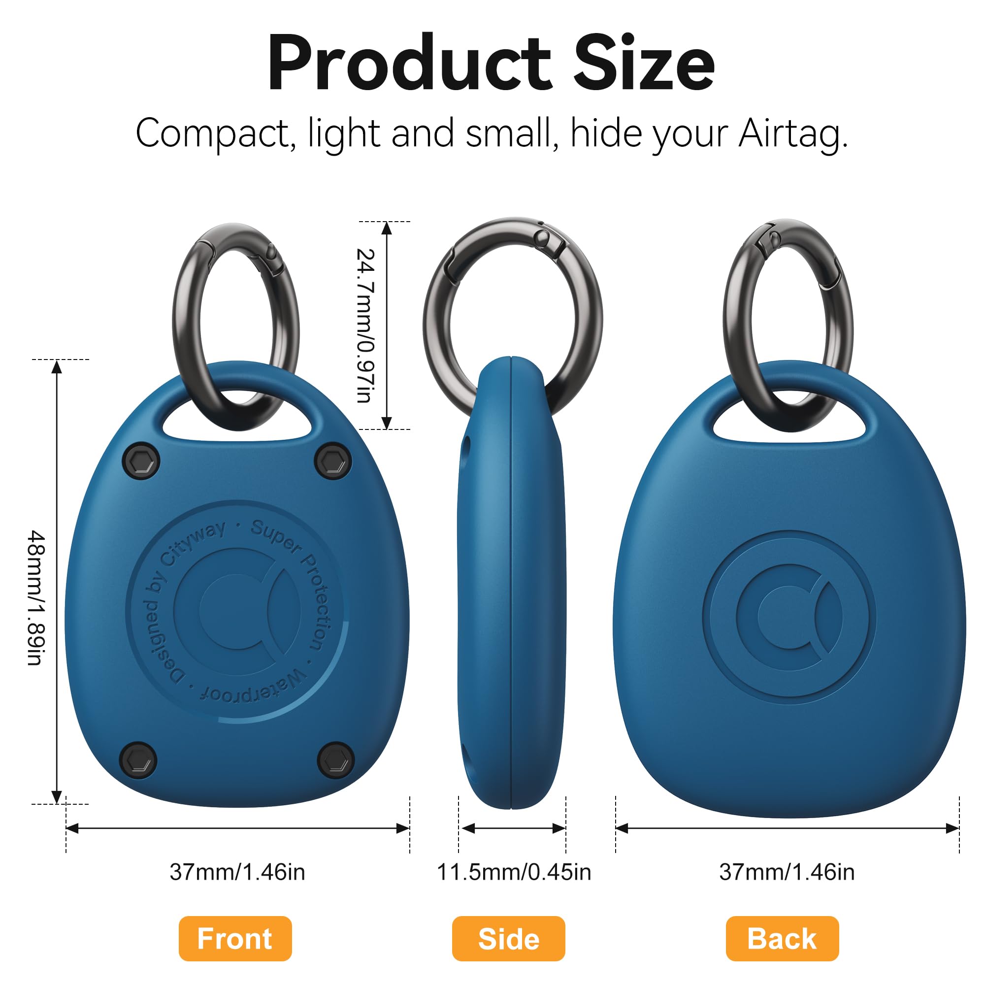 (4 Pack) For Airtag Keychain Holder Case | Ipx8 Waterproof, Ultra Compact | Portable Air Tag Holder Cover For Backpack, Keys, Lu