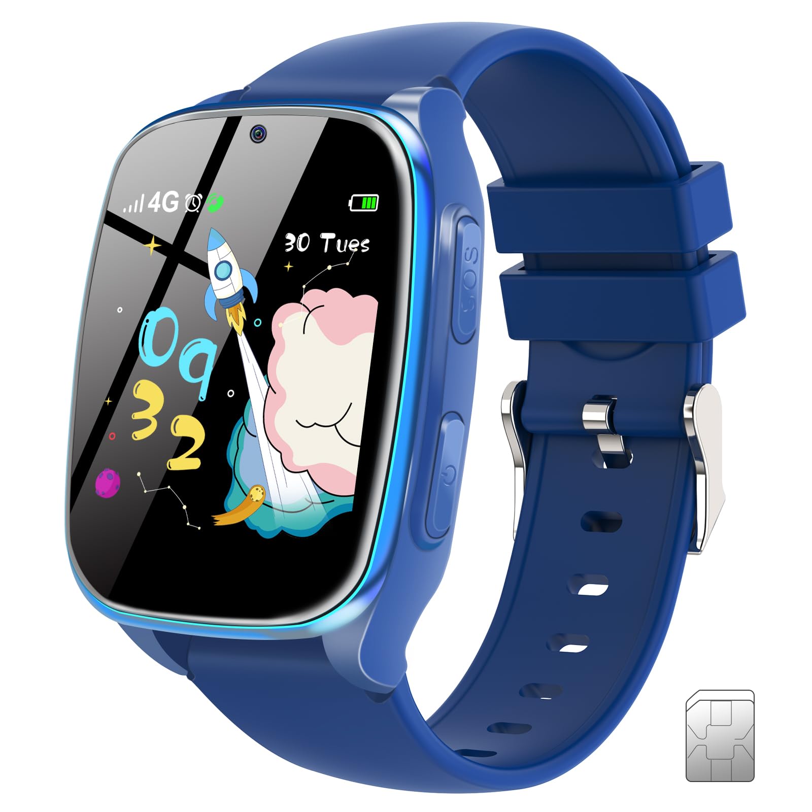 4G Kids Smartwatch Phone   Smart Cell Phone Watch For Boys Girls Ages 4 12 With Call, Sos, Parental Controls, Games, Camera, Ala