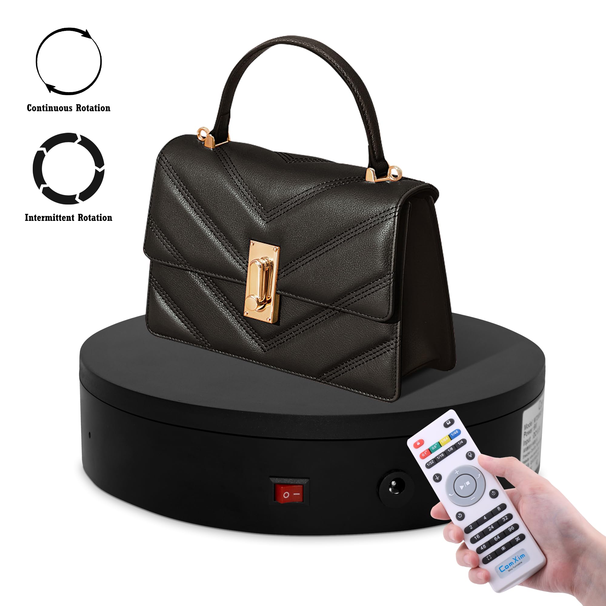 Comxim 360 Degree Black Rotating Display Stand, Automatic Rotating Turntable For Photography Products And Display,Angle, Speed,