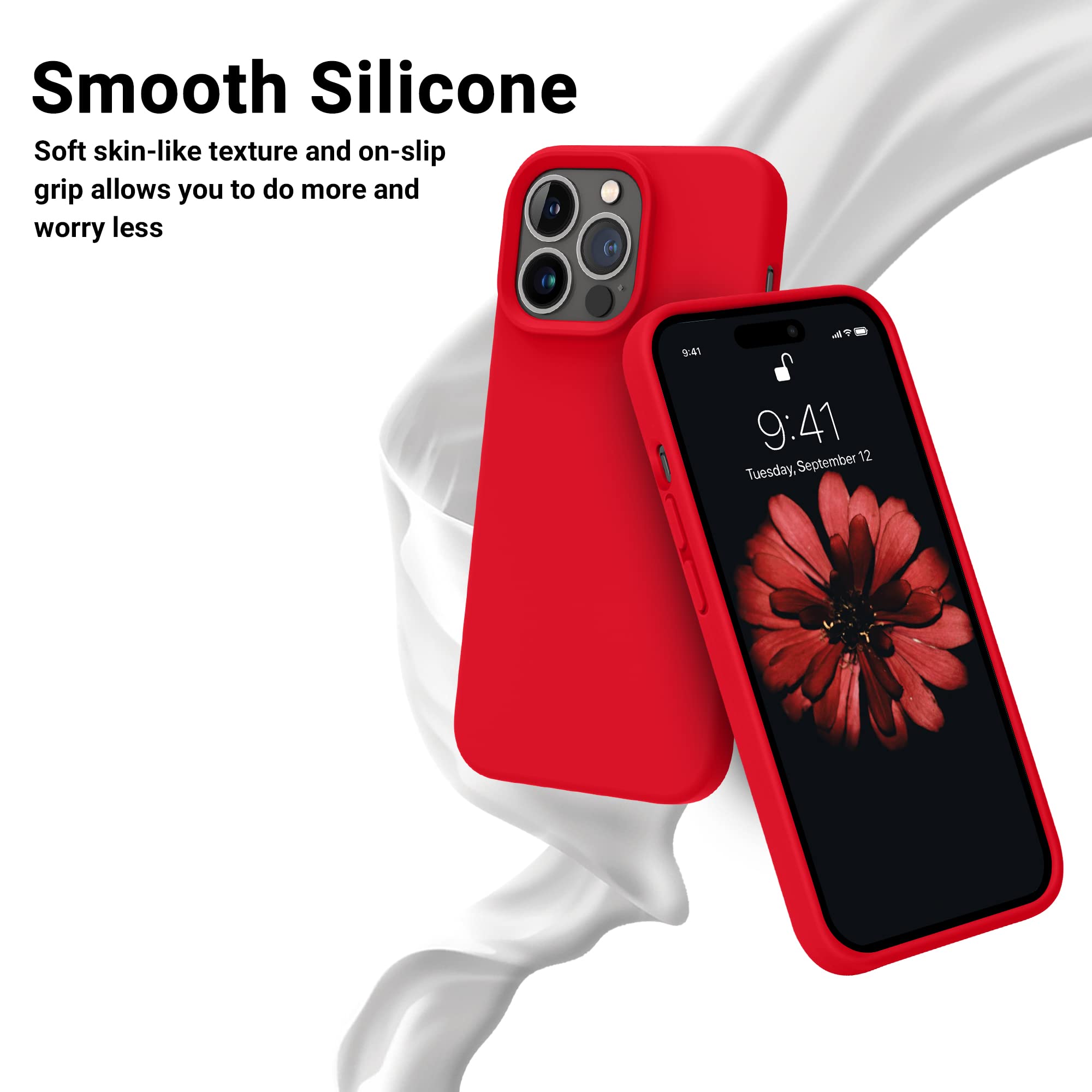 Otofly Designed For Iphone 14 Pro Case, Silicone Shockproof Slim Thin Phone Case For Iphone 14 Pro 6.1 Inch (Red)