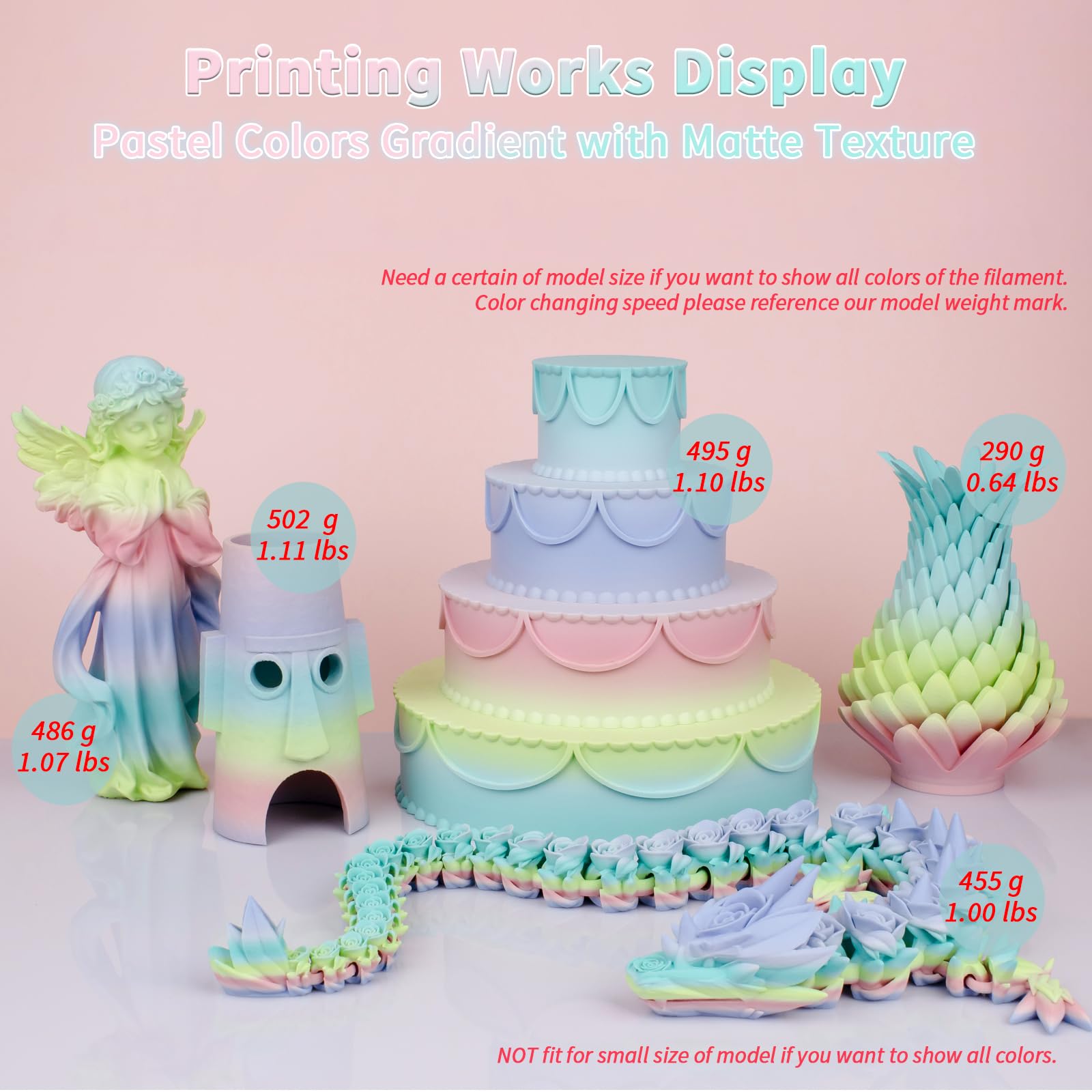 Ziro 3D Printer Filament,Matte Pla Filament 1.75Mm,Multicolor Rainbow Pla Filament,1Kg/2.2Lb,Macaron