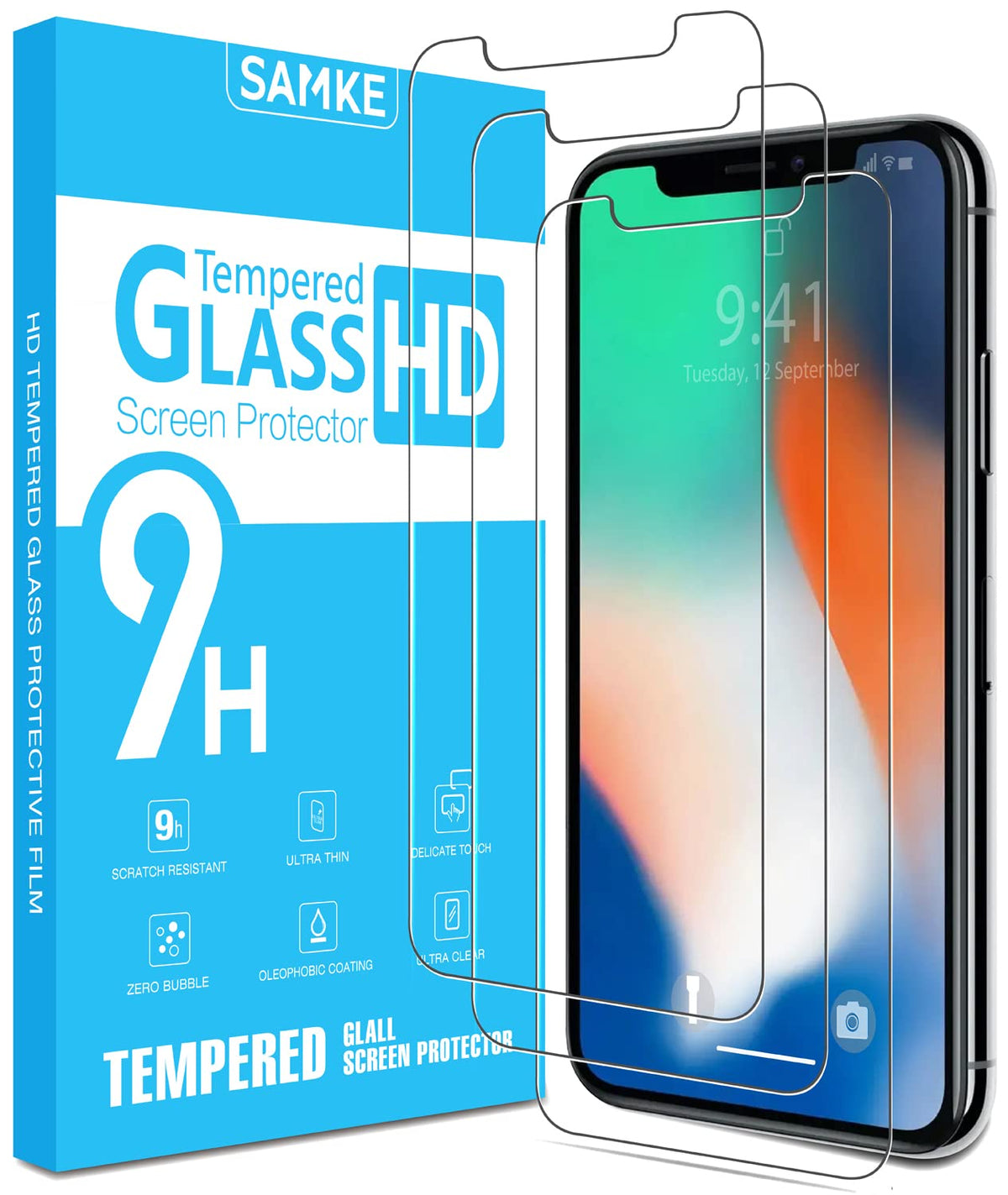 [3 Pack] Samke Compatible With Apple Iphone 10/X Iphone Xs Iphone 11 Pro Screen Protector [5.8 Inch] Tempered Glass,2.5D Edge Ad