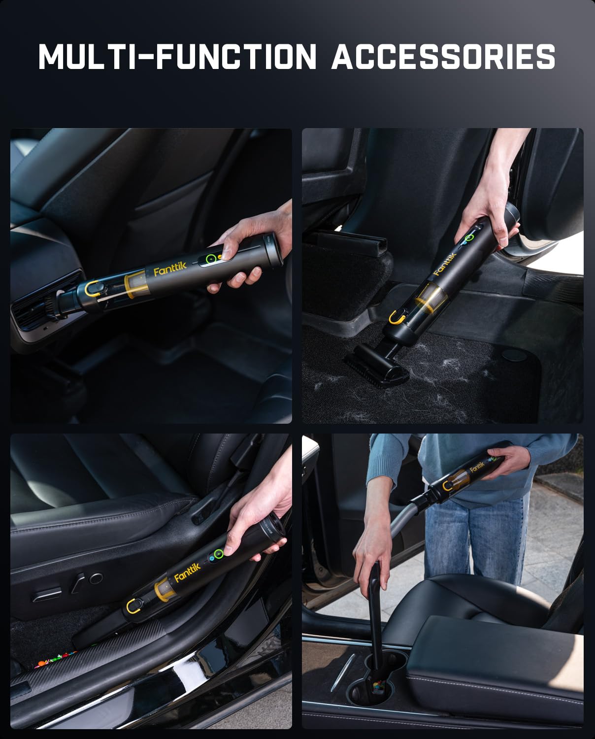 Fanttik Slim V10 Mate Cordless Car Vacuum, 4-In-1 Portable Mini Handheld Vacuum, 17000Pa Suction Power, Upgraded Smart Display,