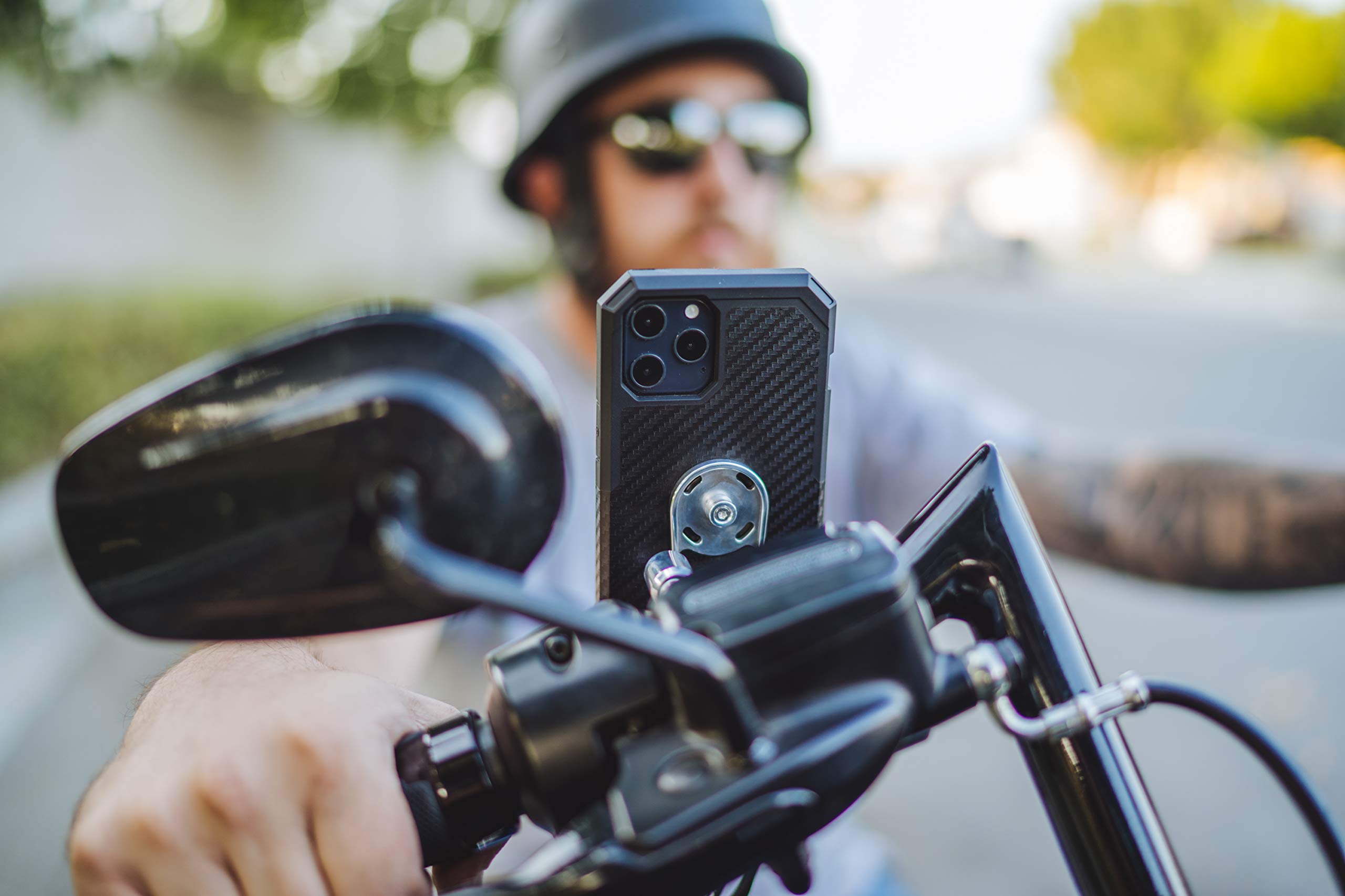 Rokform - Motorcycle Cell Phone Perch Mount, Clutch Perch Phone Mount Fits Most Harleys, Secures Phone Via Quad Tab Twist Lock