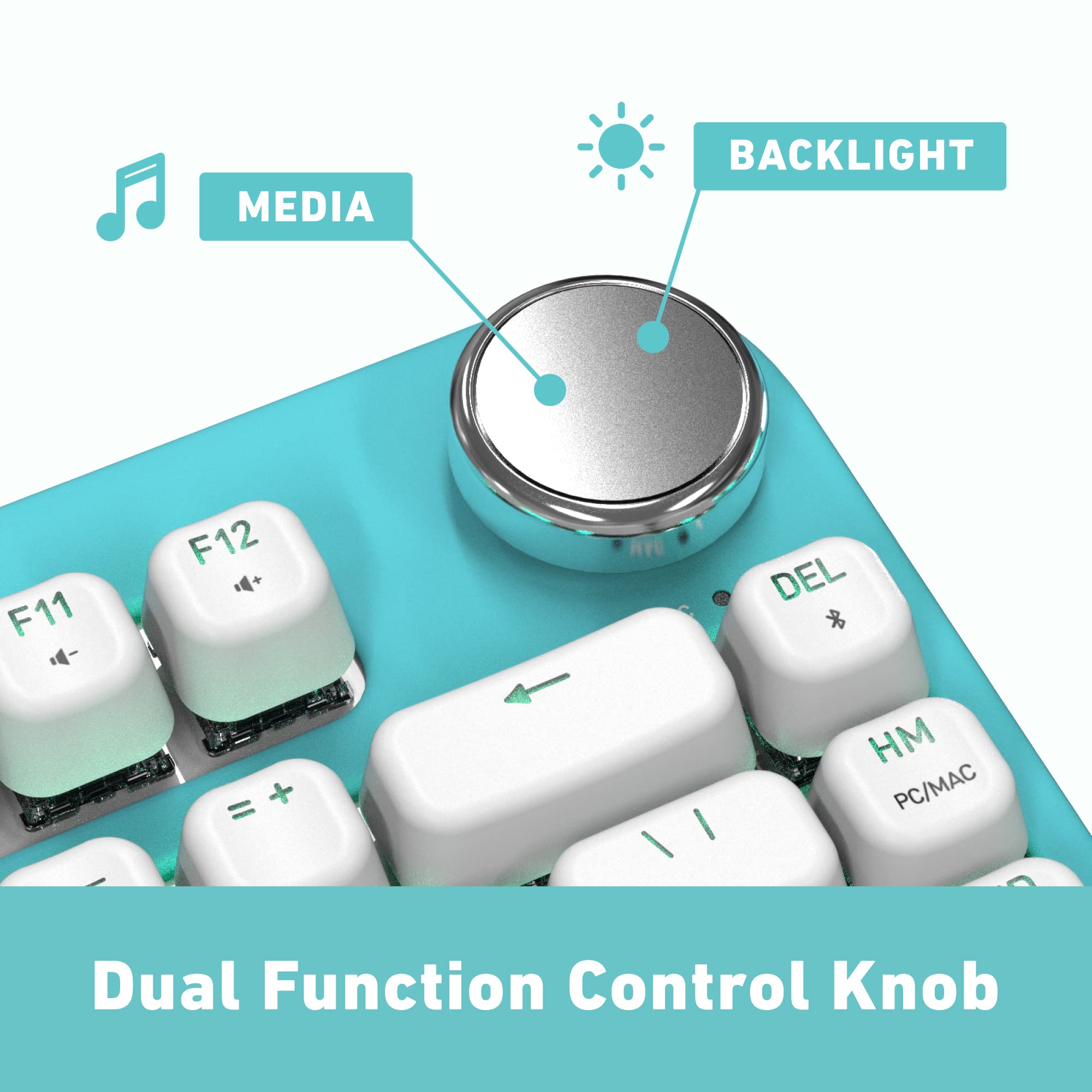 Azio Izo Wireless Bt5/Usb Pc & Mac Mechanical Keyboard, Pre Lubed Red Switches, Mint Daisy (Ik409)