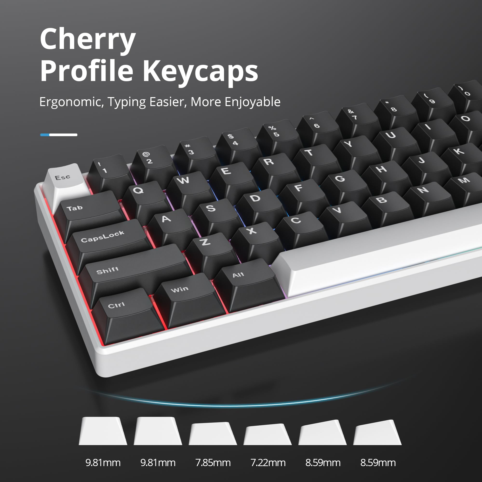 Fogruaden White On Black Keycaps, Cherry Profile Pbt Doubleshot Keycaps, Minimalist Style Black And White Keycaps, 168 Keys Cust