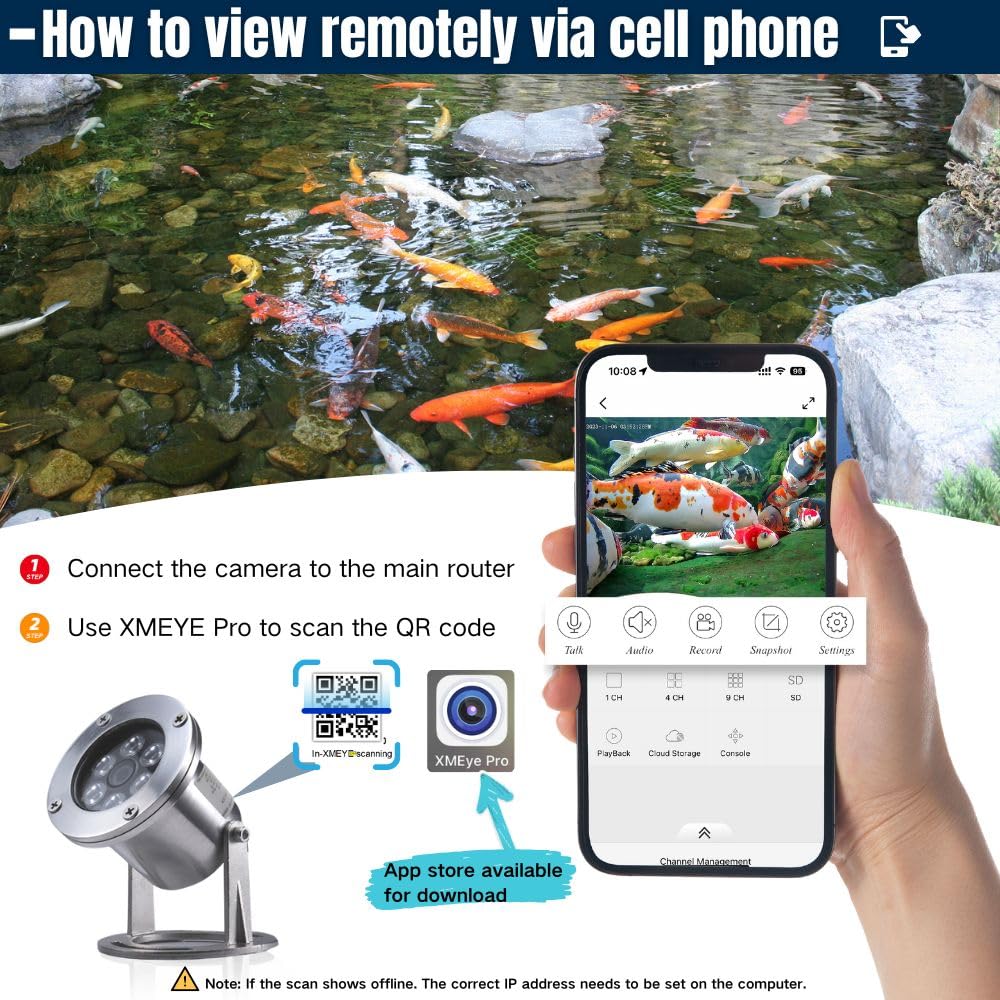 Barlus Underwater Cameras 304 Stainless Steel Ip68 5Mp 2592  1944 Poe Ip Camera 32Ft Cable Koi Pond Camera