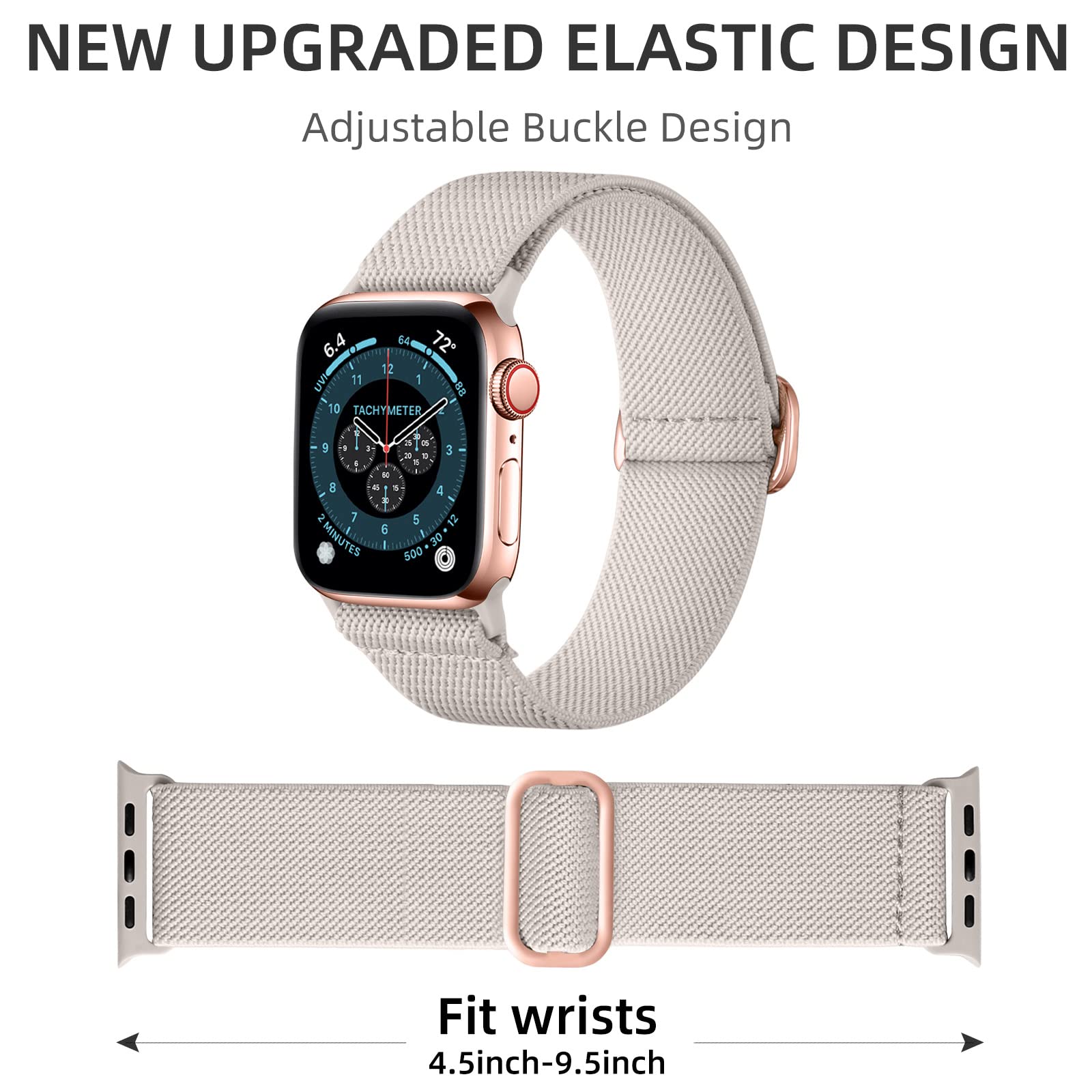 Daqin 3 Pack Stretchy Nylon Bands Compatible With Apple Watch 38Mm 40Mm 41Mm 42Mm 44Mm 45Mm 46Mm, Adjustable Nylon Elastic Braid