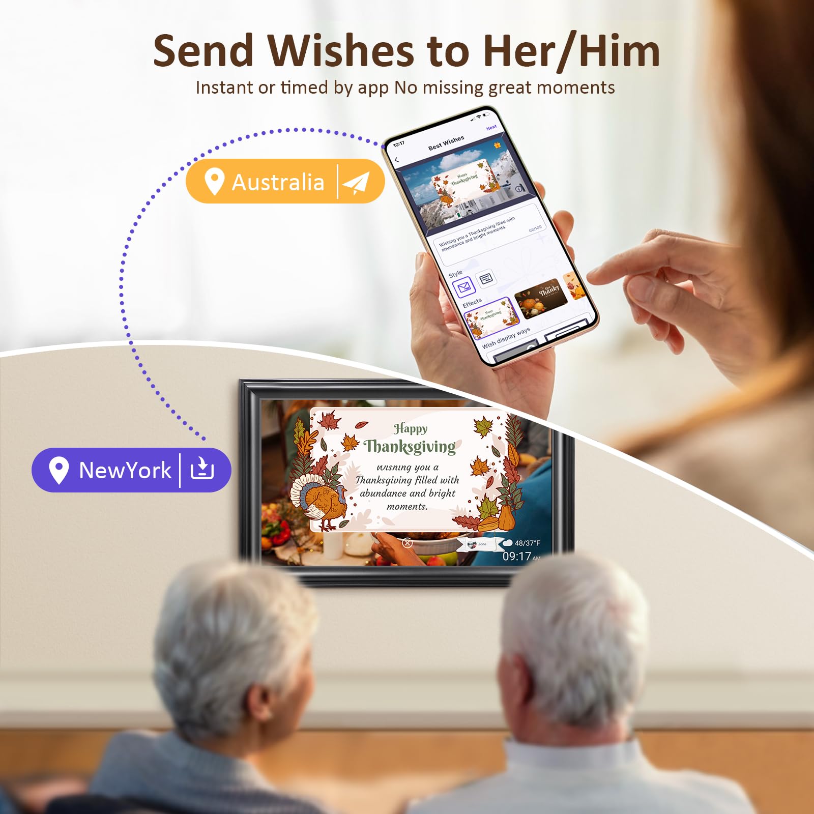 16 Inch Large Digital Picture Frame, Canupdog Wifi Digital Photo Frame With 1920 * 1080 Ips Touchscreen, 32Gb Storage, Auto Rota