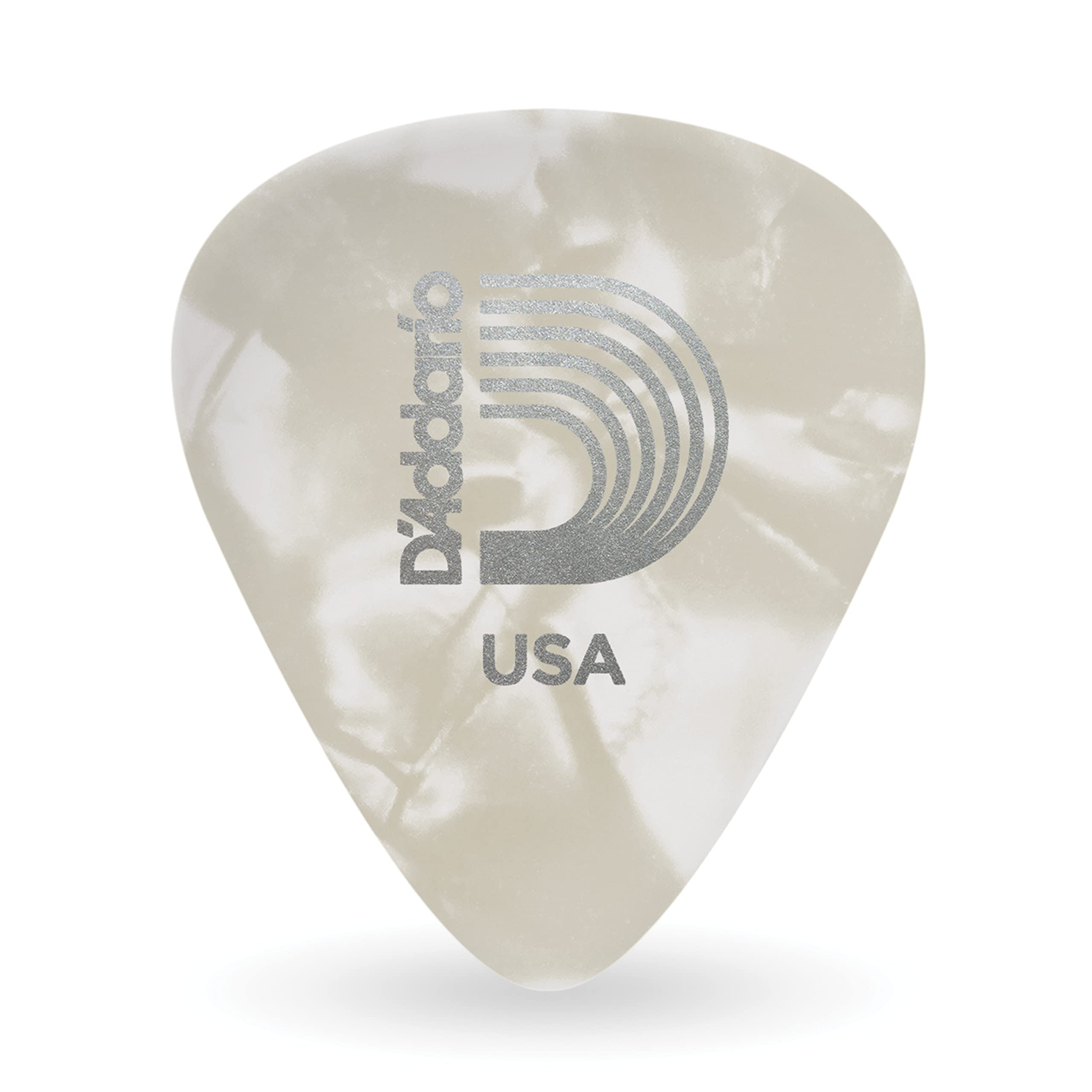 DAddario Accessories White Pearl Celluloid Guitar Picks, 25 pack, Light