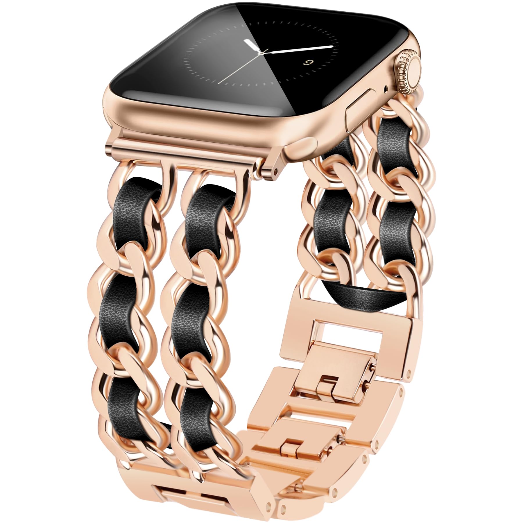 Jr.Dm Rose Gold Watch Bands For Women Compatible With Apple Watch Band Leather 38Mm 40Mm 41Mm 42Mm (S10) Adjustable Metal Band C